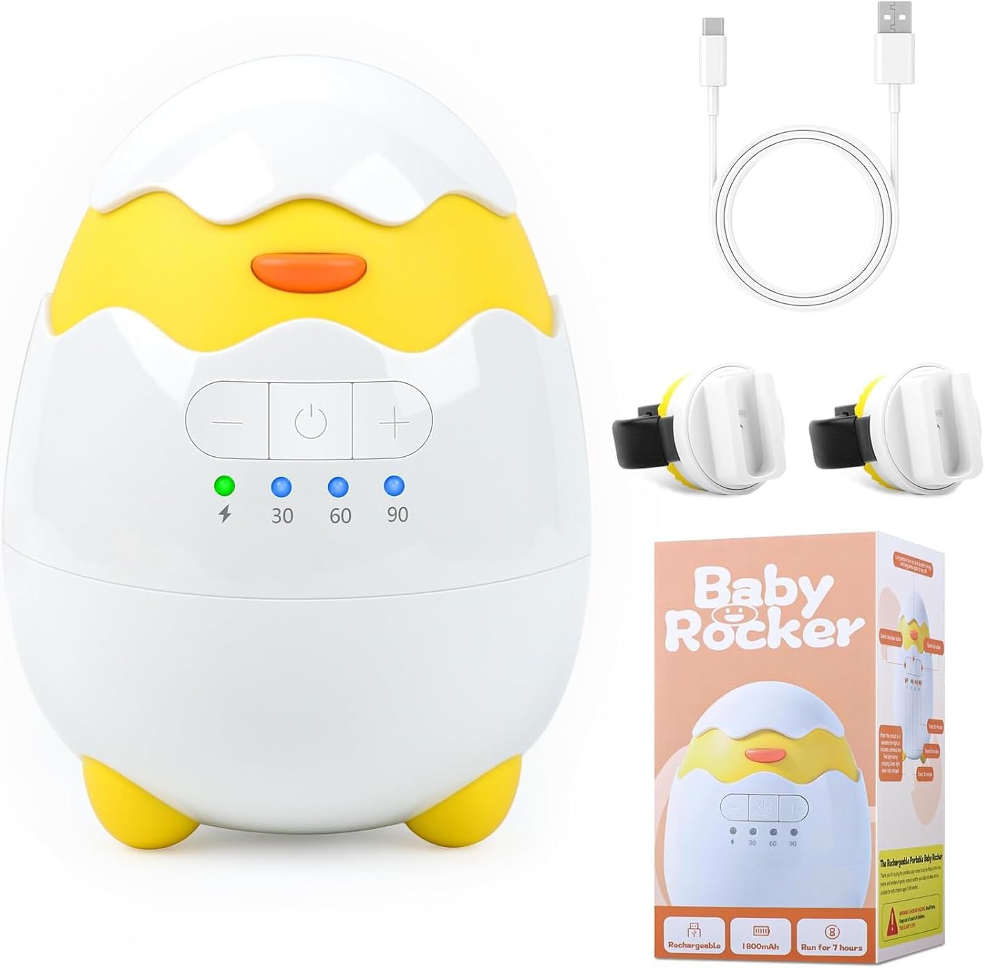 Rechargeable Portable Rocker Baby Sleep Soother with 5 Vibration Intensities and 4 Timing Modes(30/60/90-Minute Timer) Sleep Aid Fits All Stroller Pram Cribs