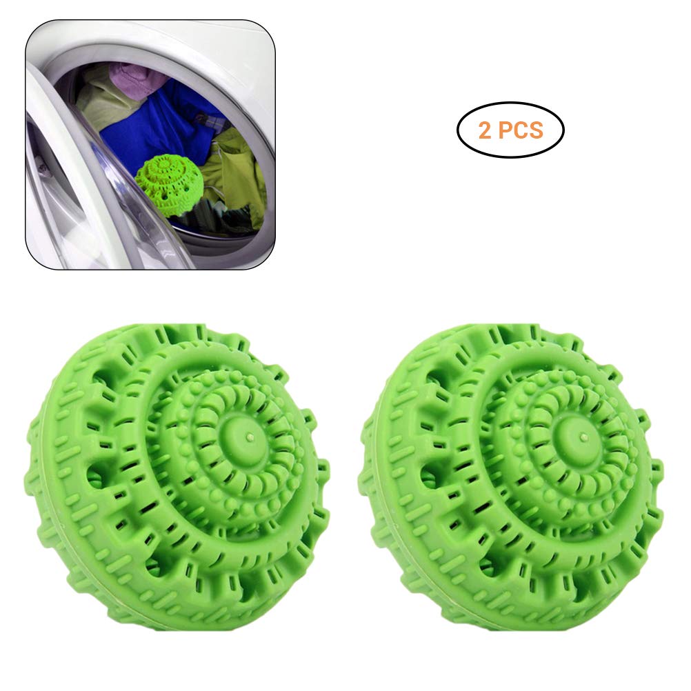 BovoYa Eco Laundry Ball 2 Pieces Nano Ceramic Bamboo Charcoal Antibacterial Strong Decontamination Laundry Ball, chemical-free alternative to laundry detergents