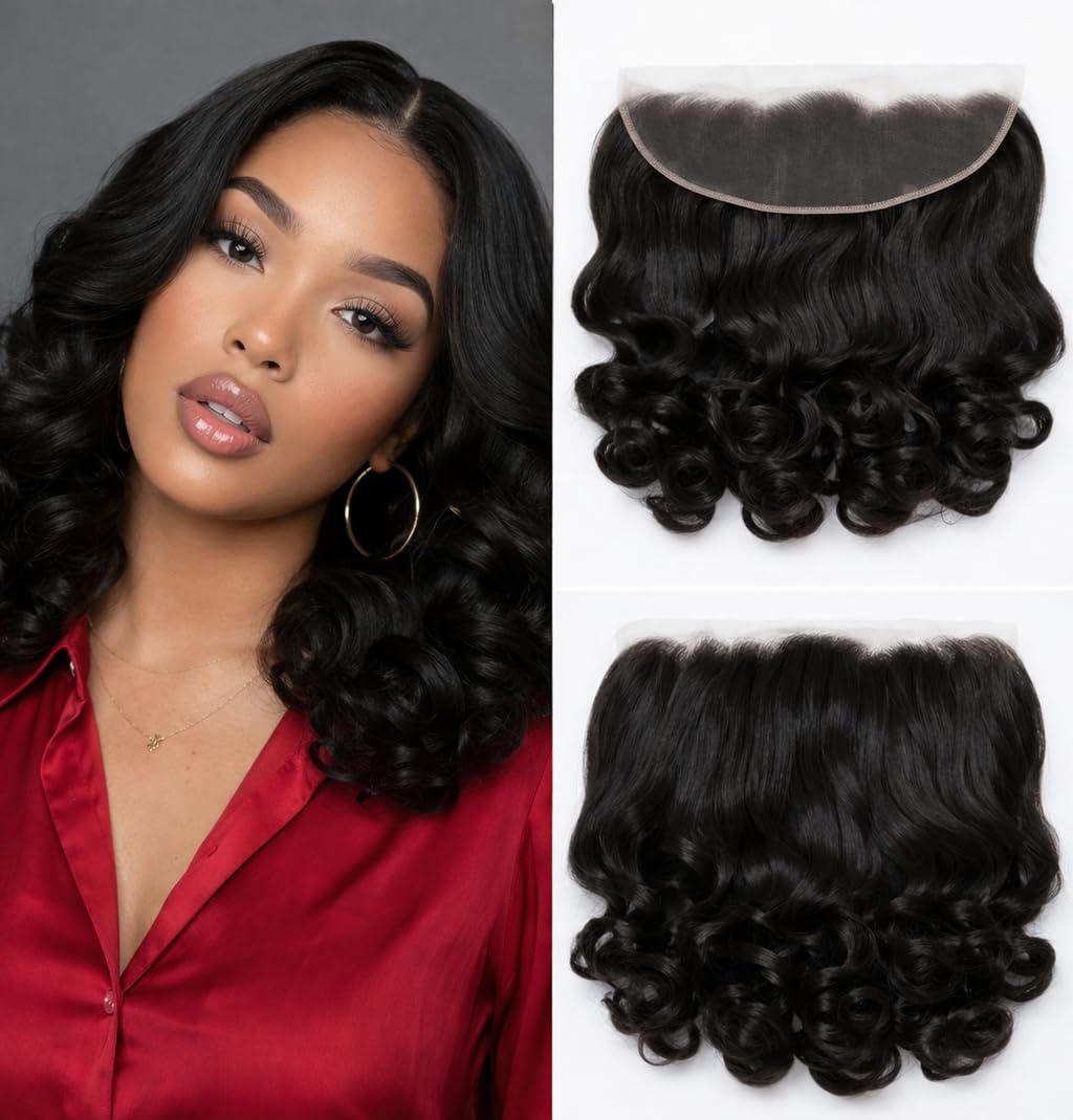 LUVME 13x4 Frontal SKINLIKE HD Lace Closure Pre Plucked, Ultra-thin HD Lace Hairline Bleached Small Knots 150% Density Loose Wave Virgin Hair 18 Inch