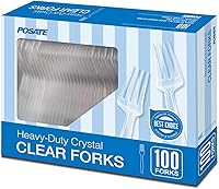 POSATE Heavyweight Clear Plastic Forks, Disposable 100 Pack - Heat-Resistant, Break-Proof for Parties, Picnics & BBQs