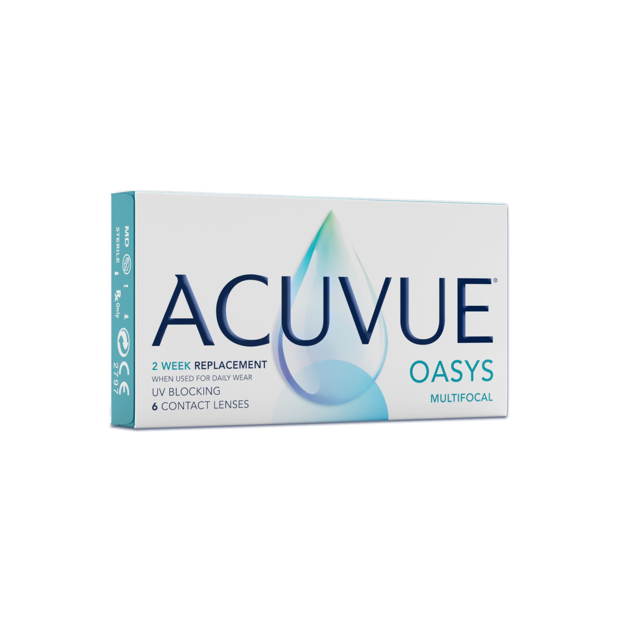 ACUVUE OASYS MULTIFOCAL 2-Wochen-Kontaktlinsen für den Nah-, Zwischen- und Fernbereich – -6,25 dpt, Add. Hoch und BC 8,4 – Mit UV Schutz und Austrocknungsschutz – 6 Linsen