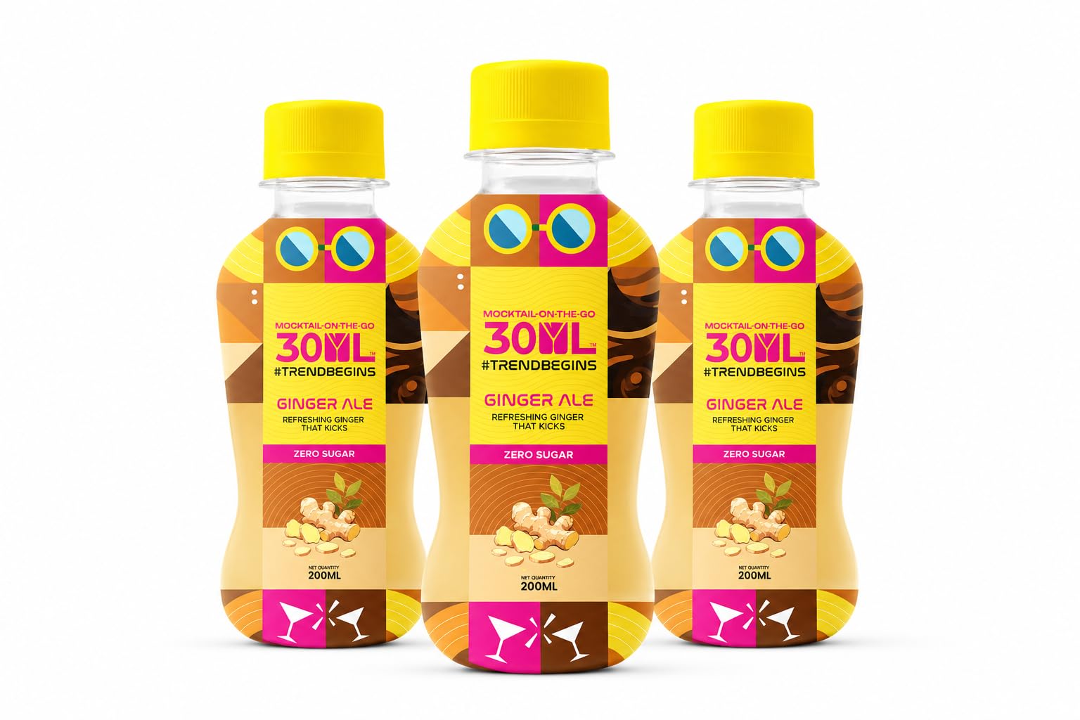 30ML Ginger Ale Zero Sugar Premium Mocktail | Ready-to-Drink | 200ml per bottle (Pack of 12) | Carbonated (12)-image-1