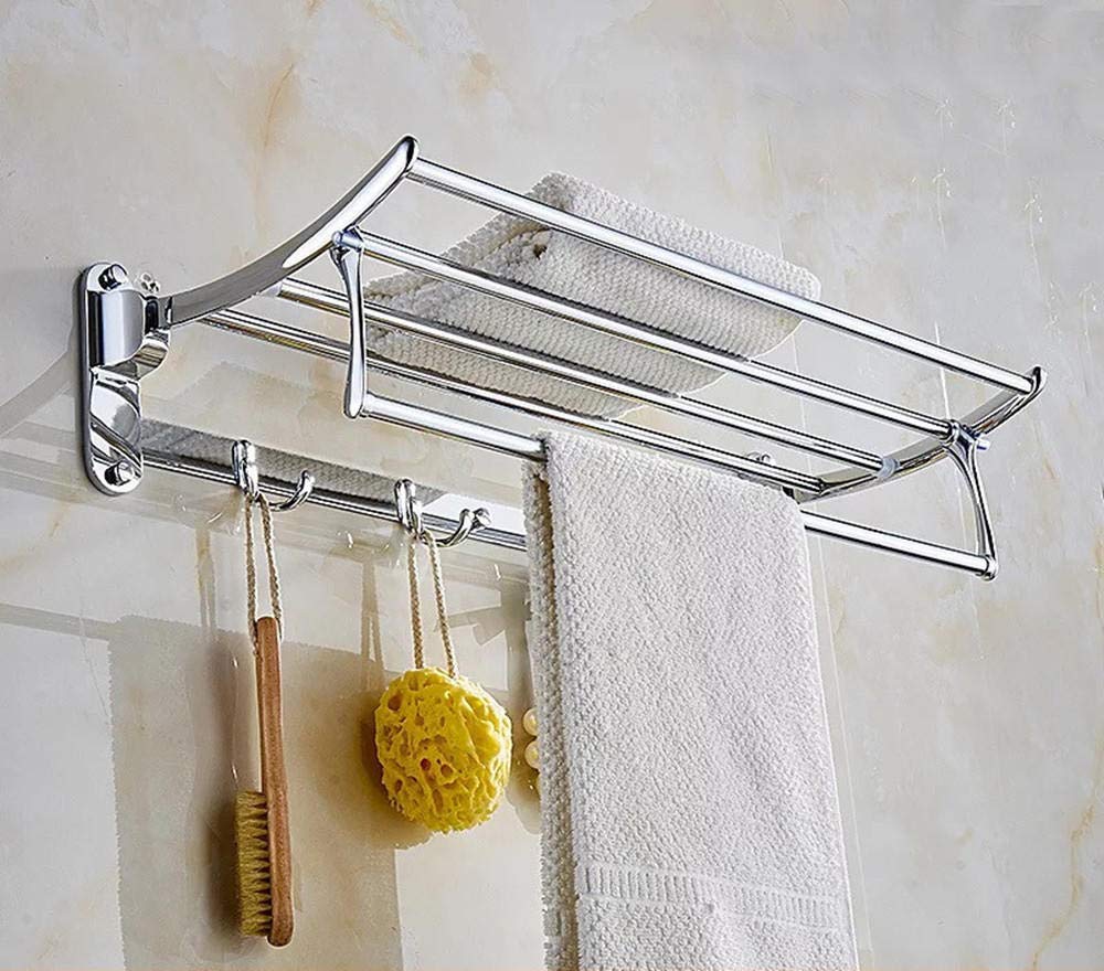 LMYSXAOZ LNNSHX Towel Rack,304 Polished finishi Stainless Steel Hanger Bar,90 Foldable Rack,for Kitchen Bathrooms Lavatory Closets-TypeB-Punch-60cm (Type Bpunch40cm)