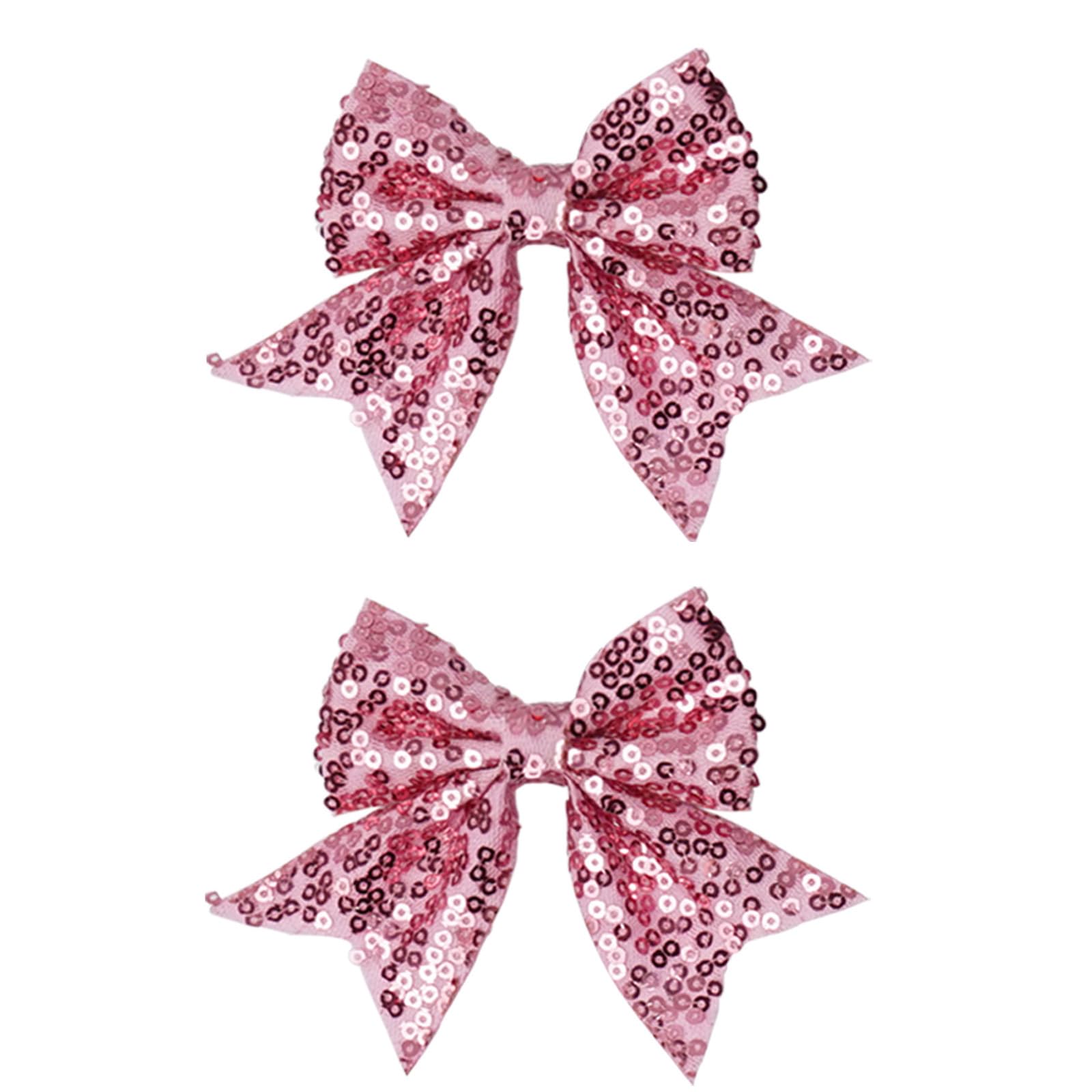 2Pcs 3 Inch Sequins Hair Bows for Girls, Sparkling Bows Alligator Hair Clip Hair Barrettes Accessories for Women Teens Girls Kids (gray)