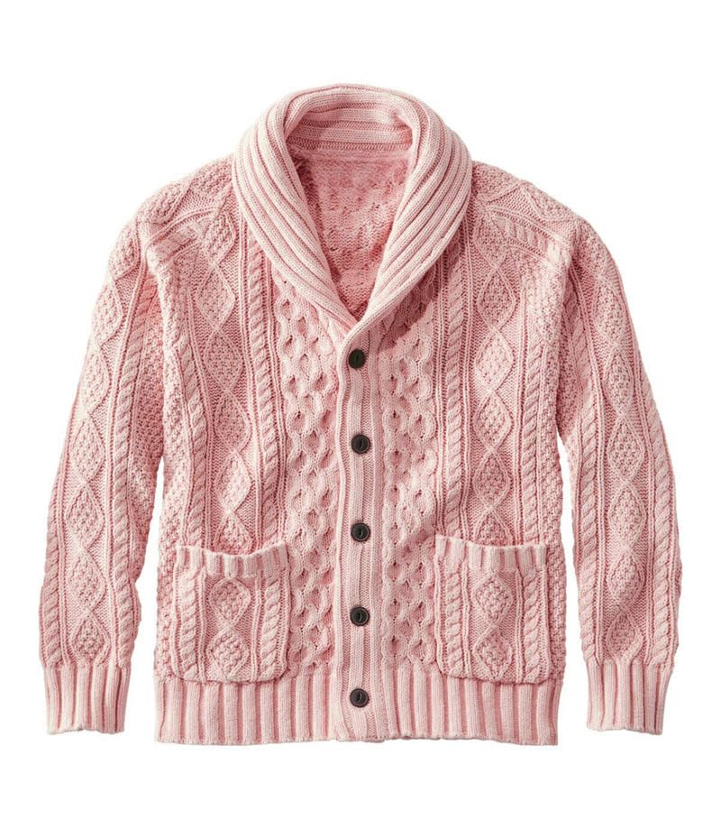 Men's Knitted Lapel Cardigan Sweater Shirt with Buttons Solid Color Long Sleeve for Spring & Autumn-image-35