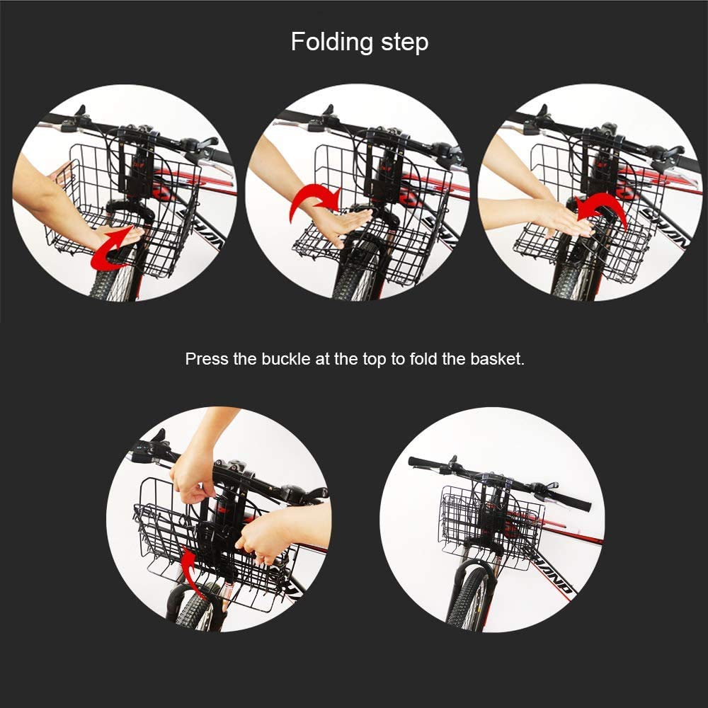ASPIRER Panier Vélo Pliable En Maille Métallique - Avant Amovible - Pour VTT Et Vélo Pliant - Fixation Guidon 4,5 Cm