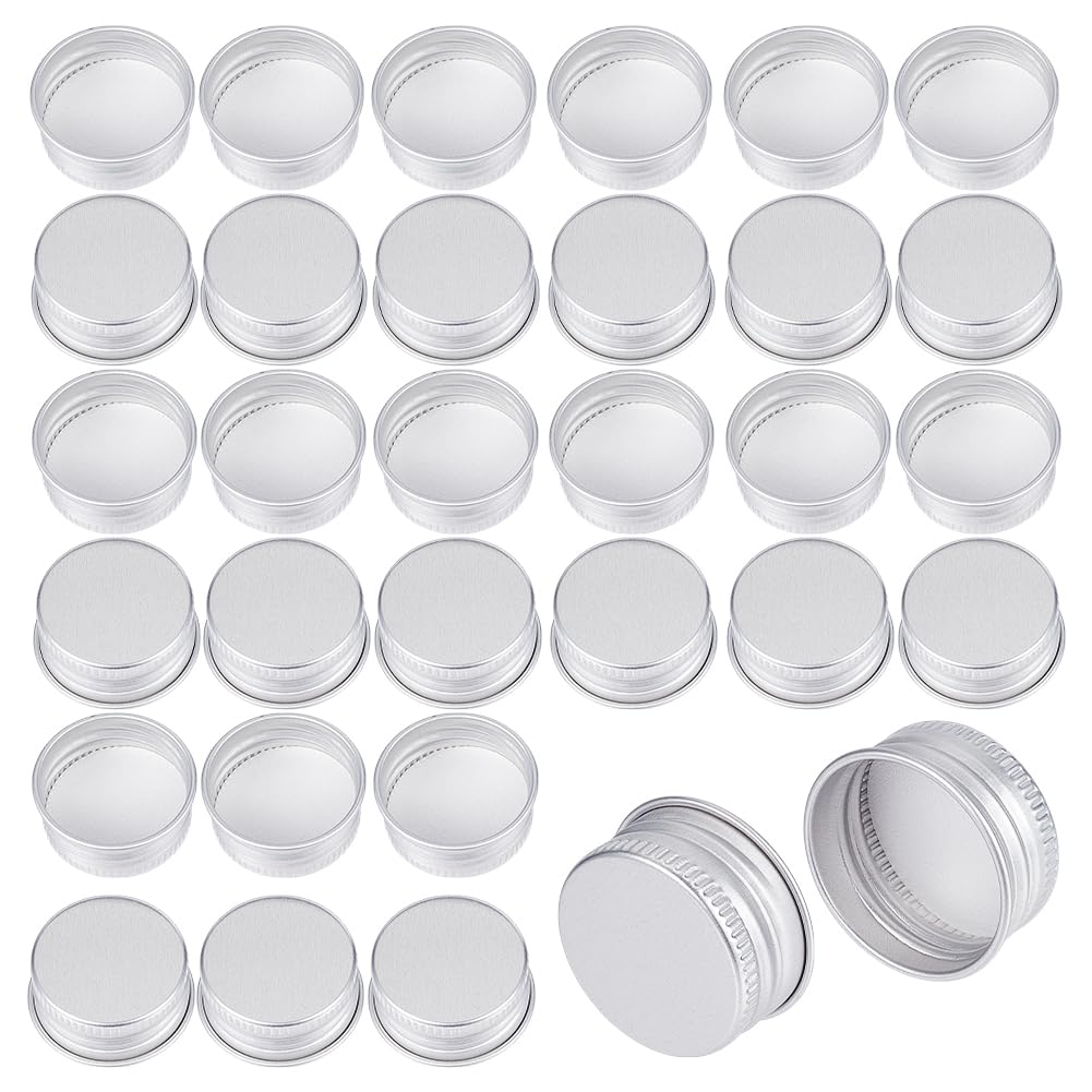 Photo 1 of OLYCRAFT 36Pcs Silver Seal Screw Caps 1.1 Inch Inner Diameter Metal Screw Caps with Plastisol Liner Aluminum Screw Lid Replacement Round Steel Tins 1.2x0.5 Inch for Home and Kitchen