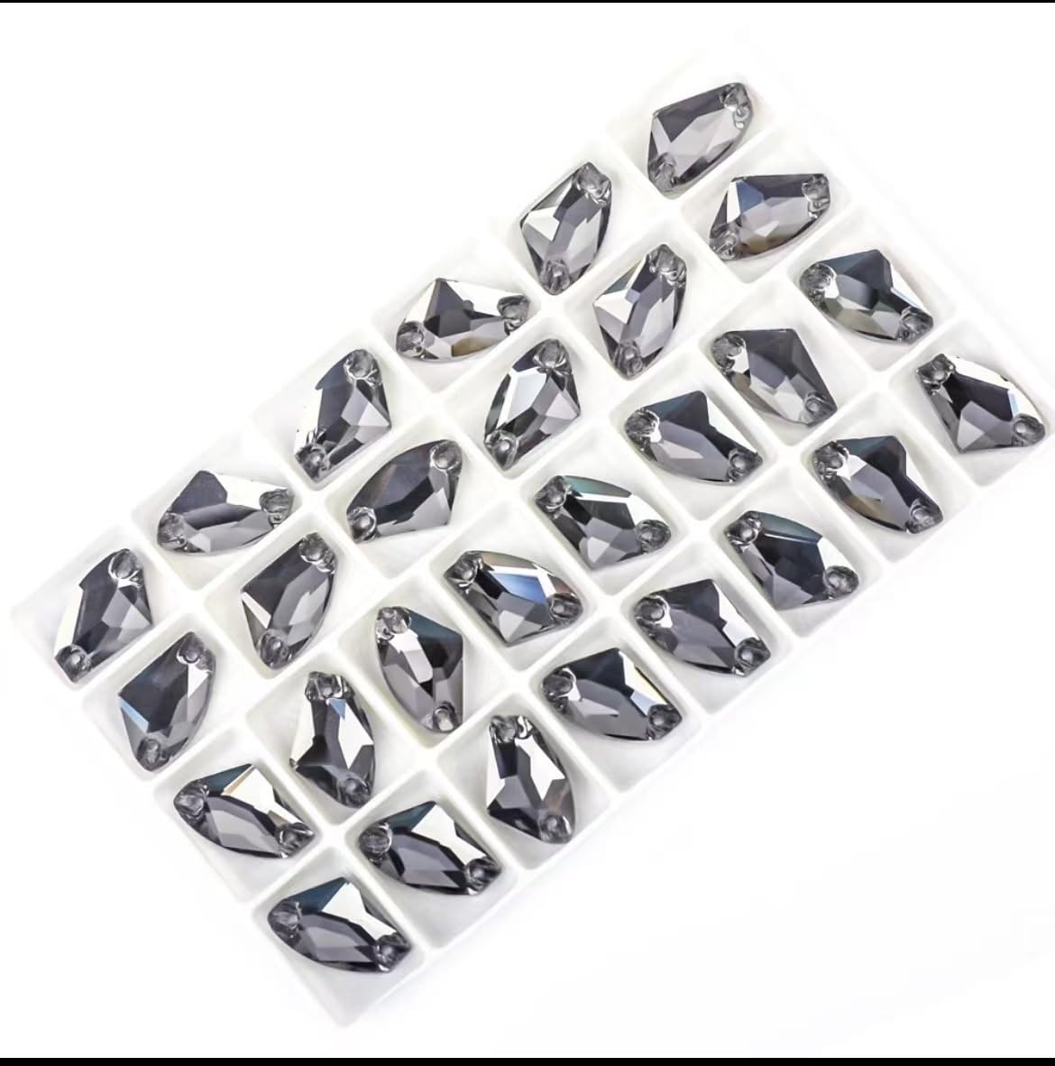 Cyrkonie, Szyte kamienie Płaskie kryształki do szycia Szklane Akcesoria ubrań(Silver,12x19mm 28Pcs)