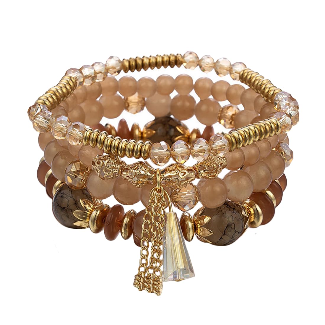 Shining Diva Fashion Latest Stylish Boho Bohemian Bangle Set Bracelet for Women and Girls (16170b)(Brown)