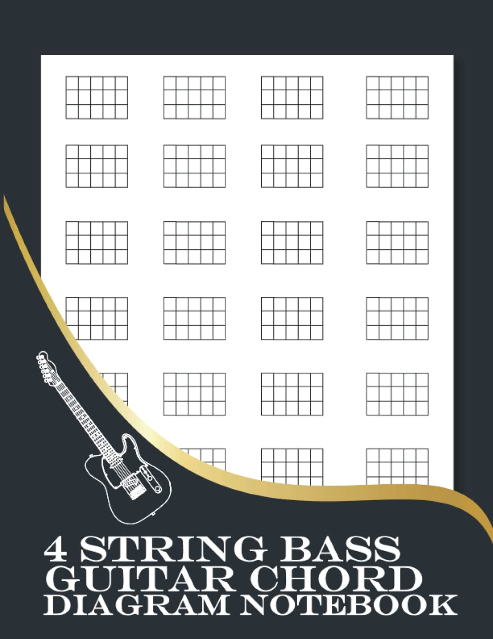 Bass Guitar Chord Diagram Notebook: Blank 4 String Guitar Chord Diagrams, Ukulele Chord Diagrams, Blank Guitar Chord Chart for Musicians, Students and Teachers, Guitar Chord Diagram Paper Paperback – 22 April 2022