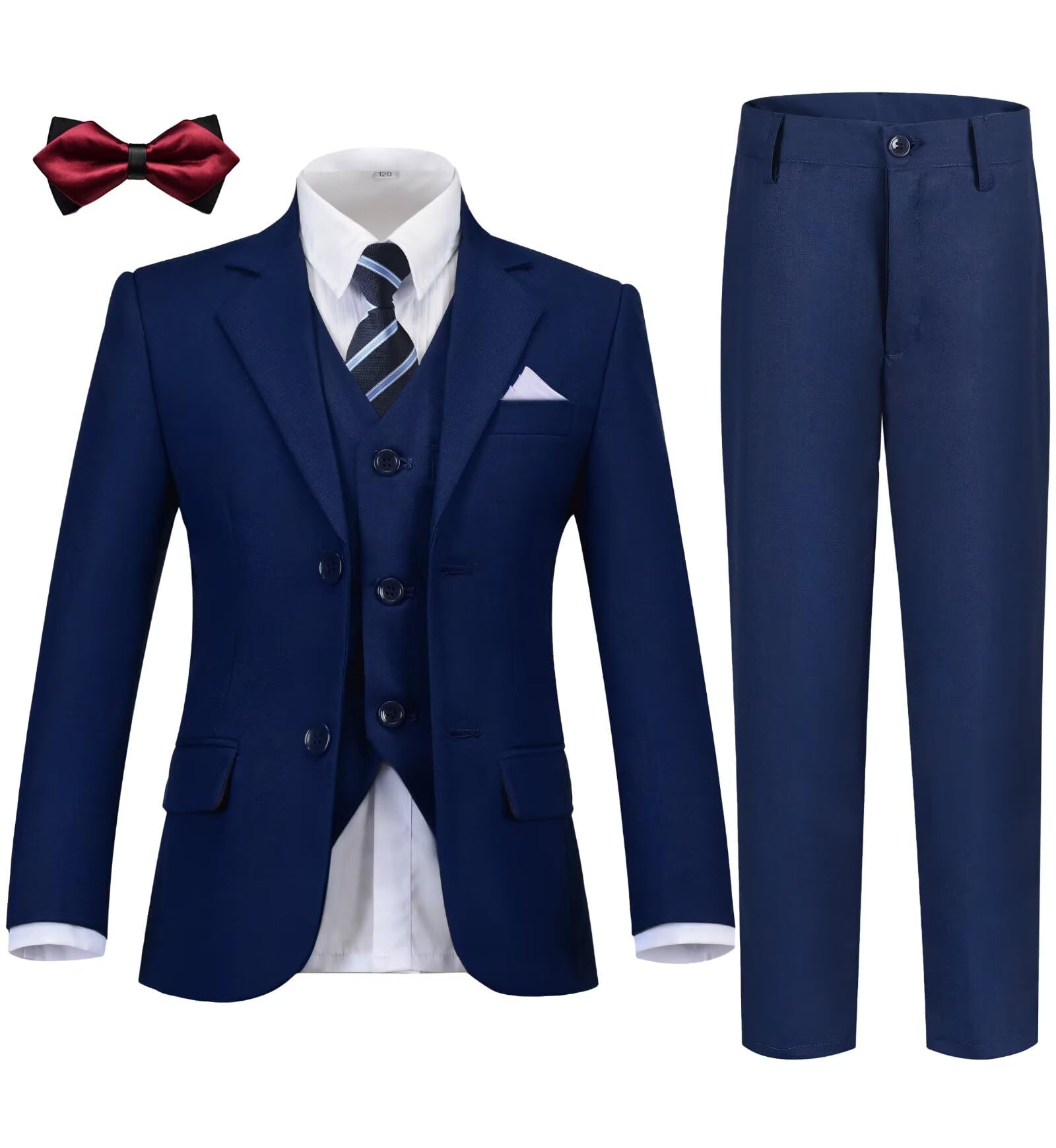 Boys Formal Suit Set Kids Tuxedo Suits for Boys Easter Wedding Outfit with Ties and Pocket Square