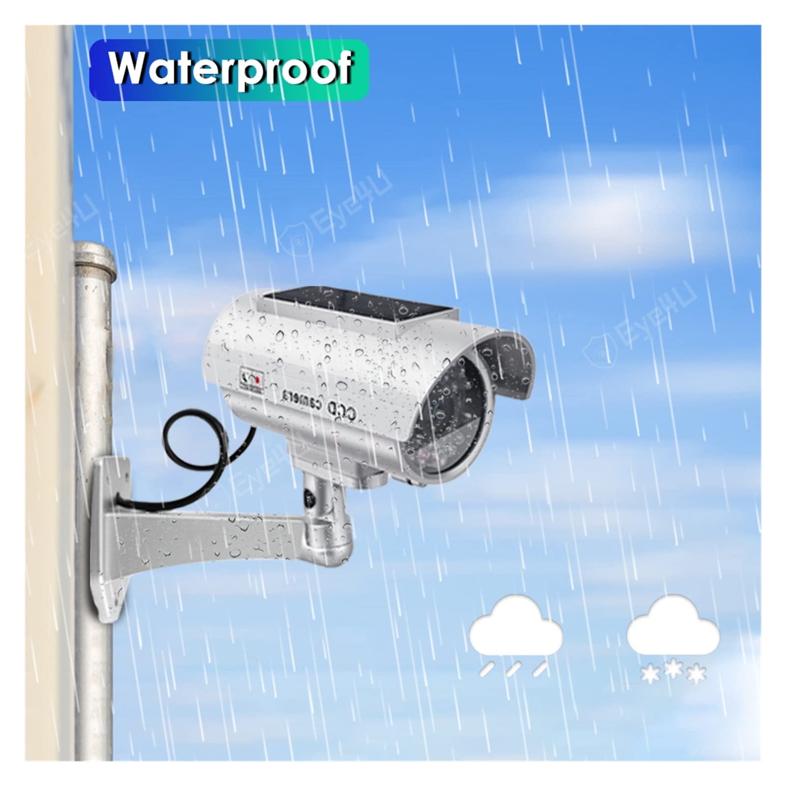 Dummy Camera Outdoor Security Panel słoneczny Fałszywa kamera Symulacja Kryty Bullet LED Light Monitor Bezpieczeństwo w domu Wodoodporny Ostry Obraz łatwa Obsługa(3 pcs silver)