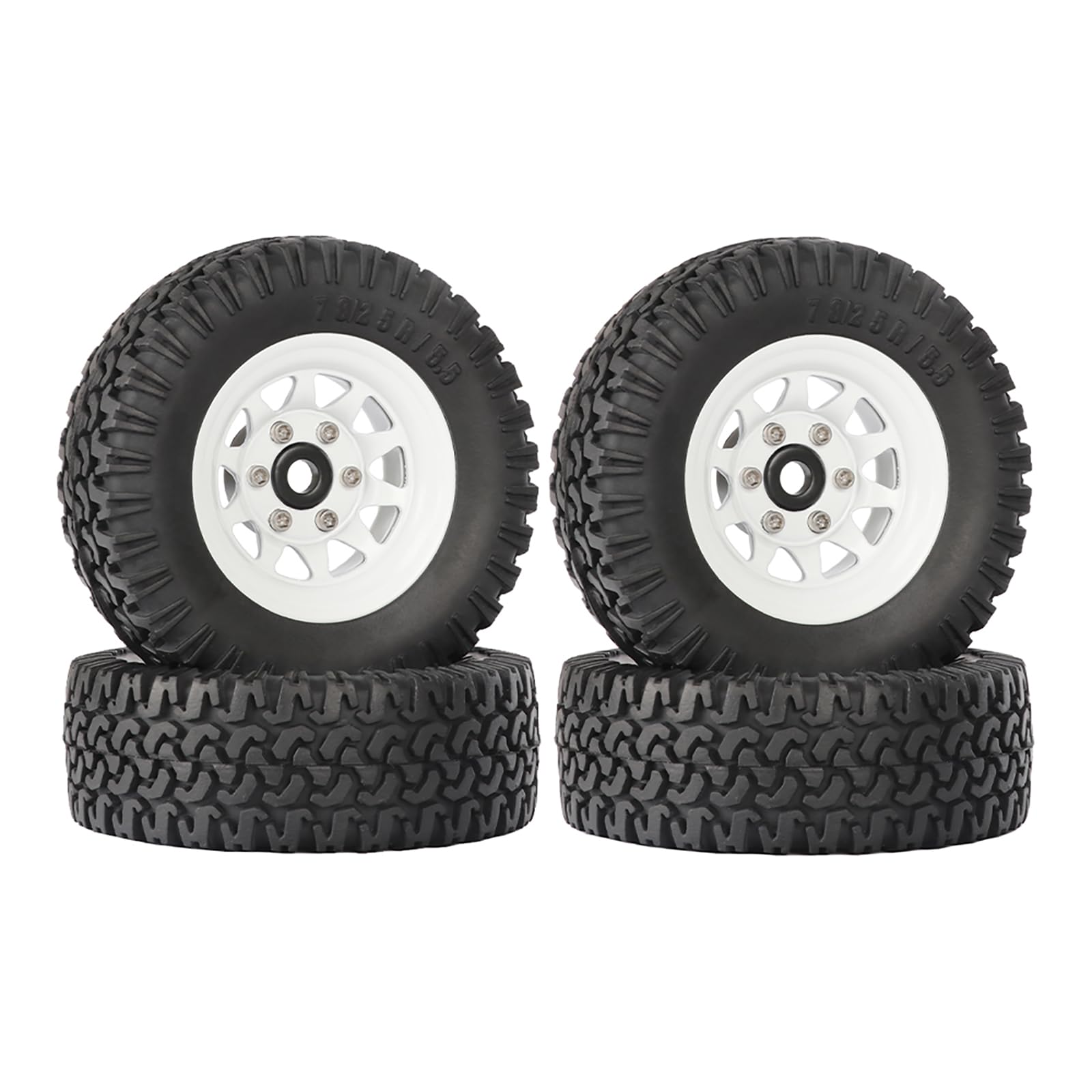 KINGCOO 4PCS 1.55 inch Aluminum Alloy Metal 10Spoke Beadlock Wheel Rim Tyre and Rubber Tires Set for 1/10 RC Rock Crawler Car for Tamiya Axial AX90069 UTB18 D90 TF2 CC01 LC70 (White, B-76MM) โ image 1