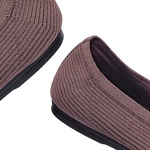Image of Frank Mully Women's Ballet Flats Round Toe Walking Flats Slip On Work Shoes Knitted Flats Shoes for Woman Soft Lightweight