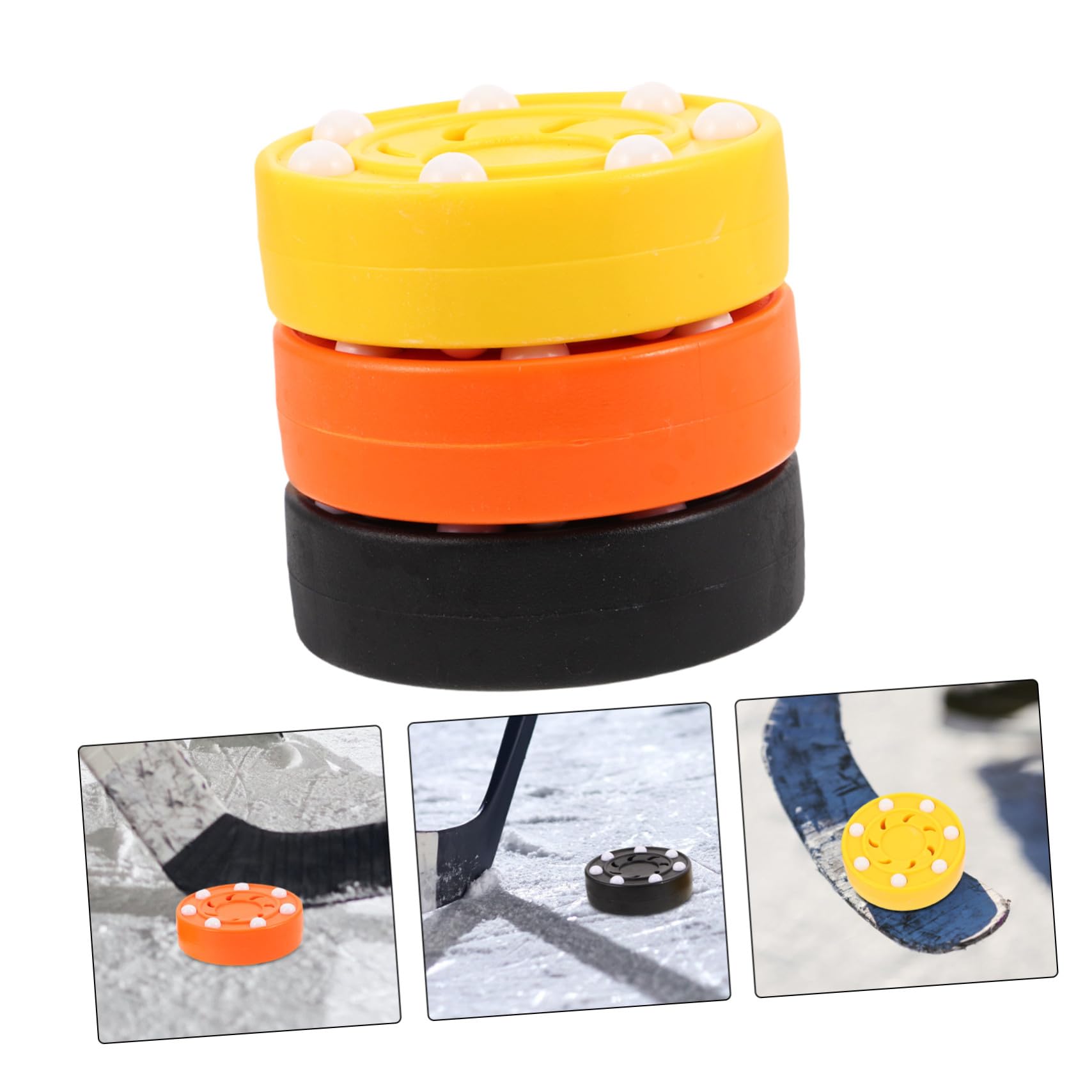 3 Piezas Bolas de Roller Hockey para Entrenamiento y Práctica Fácil de Agarrar Deslizamiento para Interior y Exterior