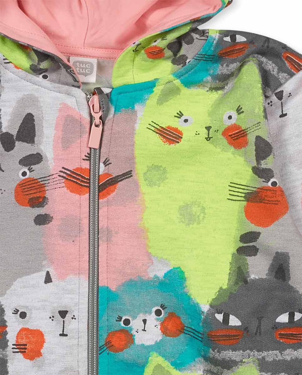 Tuc Tuc Sudadera Felpa con Capucha de niña Color Gris colección Cattitude