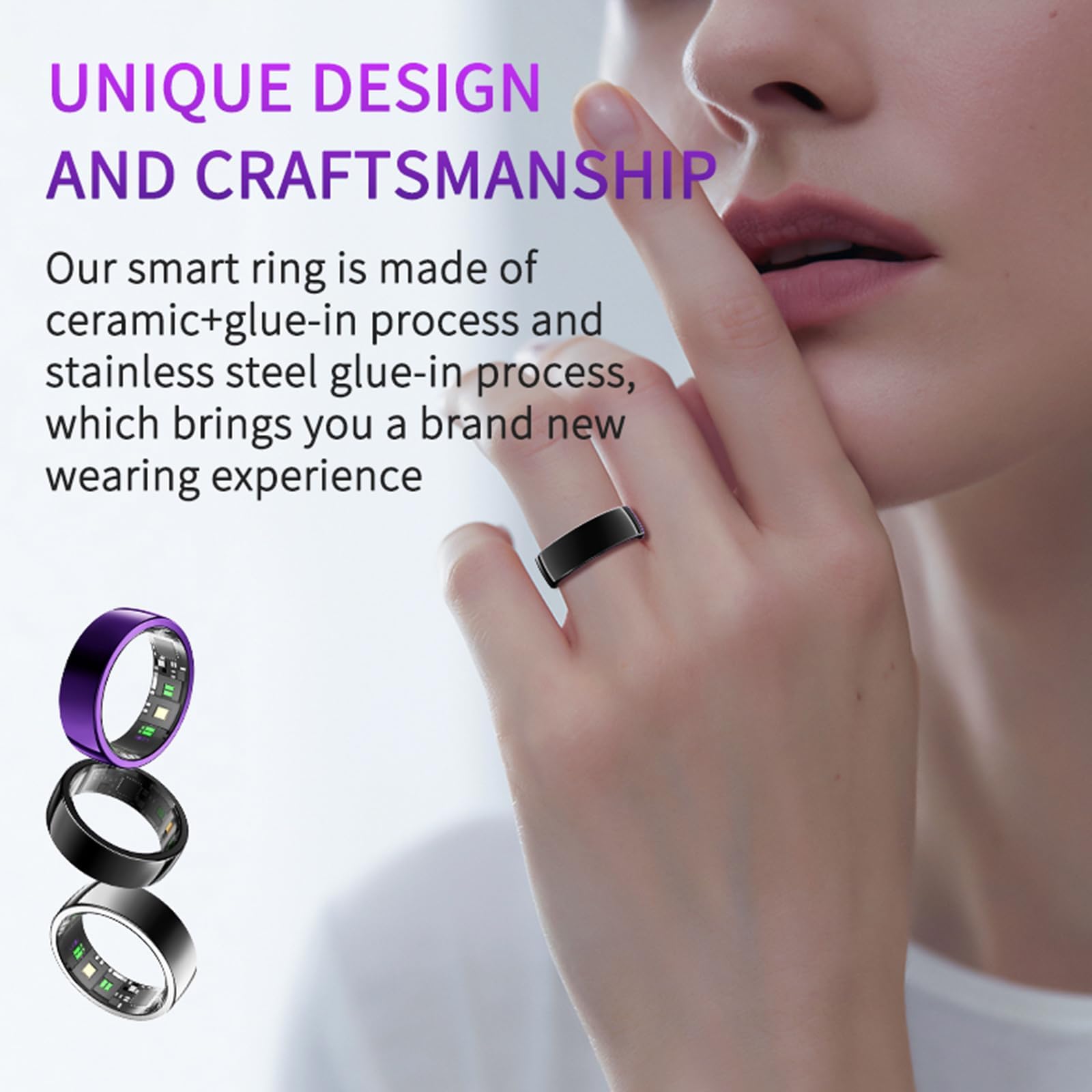 Smart Ring Android Smartring Uomo Donna Fitness Ring Tracker Contapassi Anelli Smarmartra per Uomo Sonno Tracker Fitness Tracking Anello Misurazione della frequenza Cardiaca Anello Sport Smarroni per