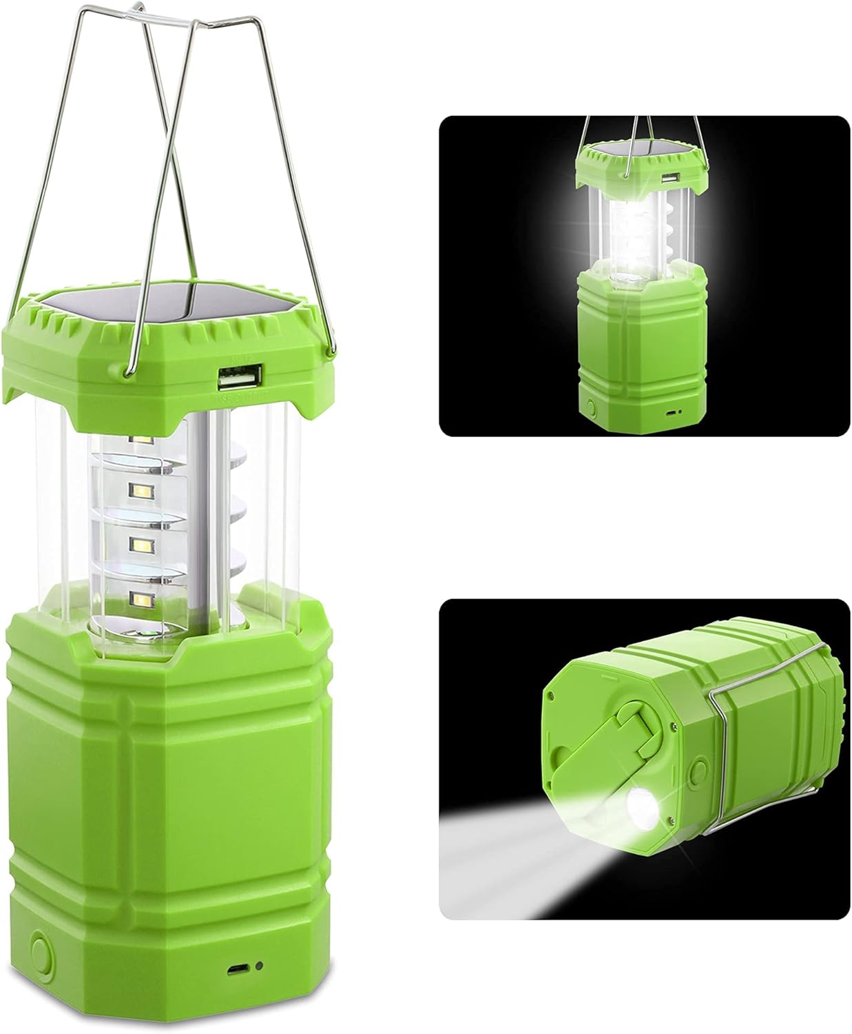 Roxicosly Rechargeable LED Camping Lantern, Solar Hand Crank Lantern