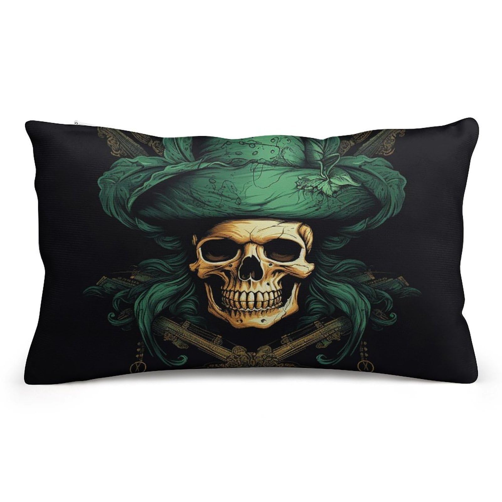 Velvet Pillowcases Standard Size 8"x12", Ultra Soft Breathable Pillow Cases for Bed, Luxury Cozy Fuzzy Pillow Shams, Lumbar Pillow Cover, Pirate Skull Cushion Case Home Decor