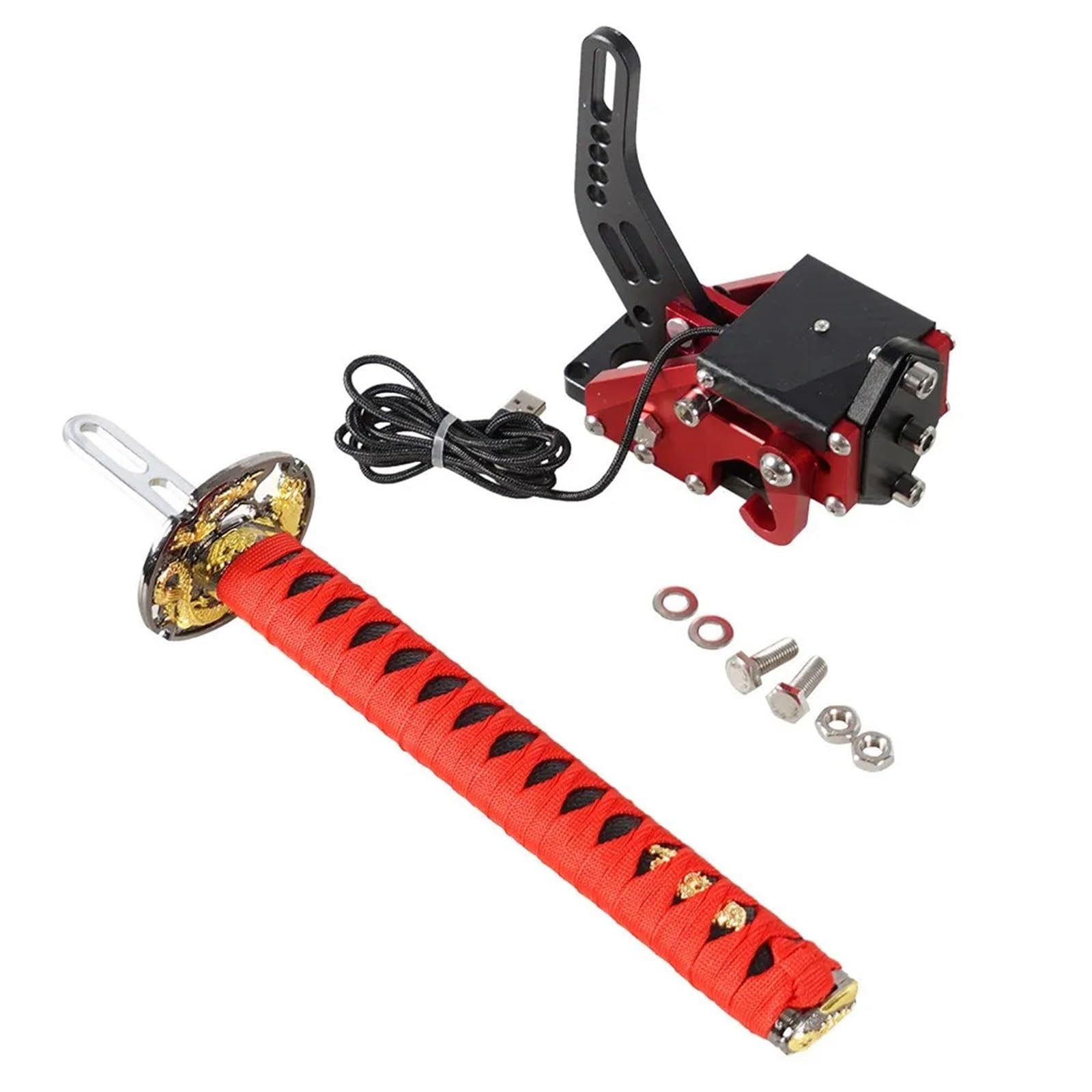 Dźwignia Hamulca Ręcznego Samochodu 15CM/26CM Katana Hamulec ręczny Miecz samurajski Hamulec ręczny do USB G25/27/29 T300 T500 PC SIM Gry wyścigowe Czarny Czerwony