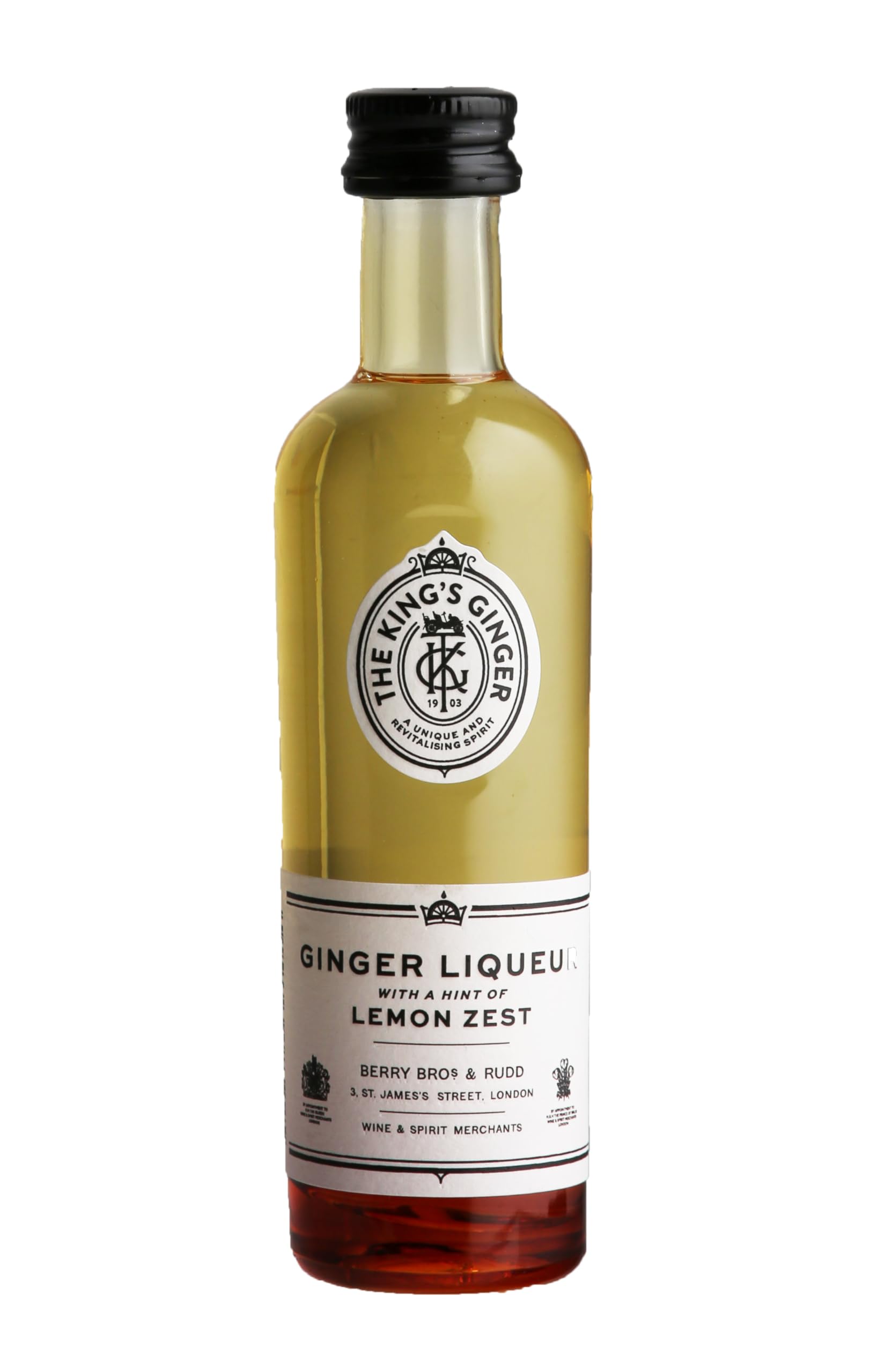The King's Ginger Liqueur, 5cl 29.9% ABV Liqueur, made with ginger and a twist of lemon, award-winning liqueur and cocktail mixer, Royal Warrant Liqueur