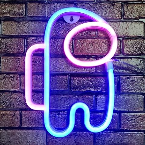 QiaoFei Alien Neon Sign Lights Astronaut Signs with USB or Battery Operated for Bedroom Restaurant Christmas Valentine's Day Birthday Party Gift LED Art Decoration Light Blue-pink (QFLTGL2161001) Cover