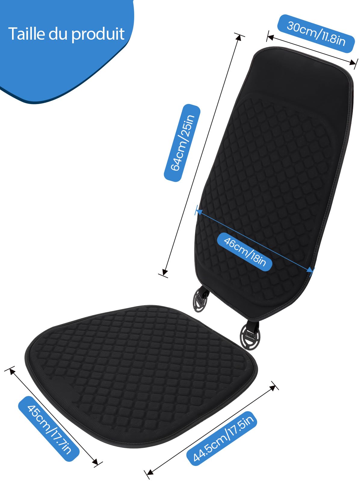 Jisejima Coussin de siège en gel respirant pour voiture, housse de protection pour siège avant avec fond antidérapant pour chaise automobile, fauteuil roulant, chariot de golf, conducteurs, bureau