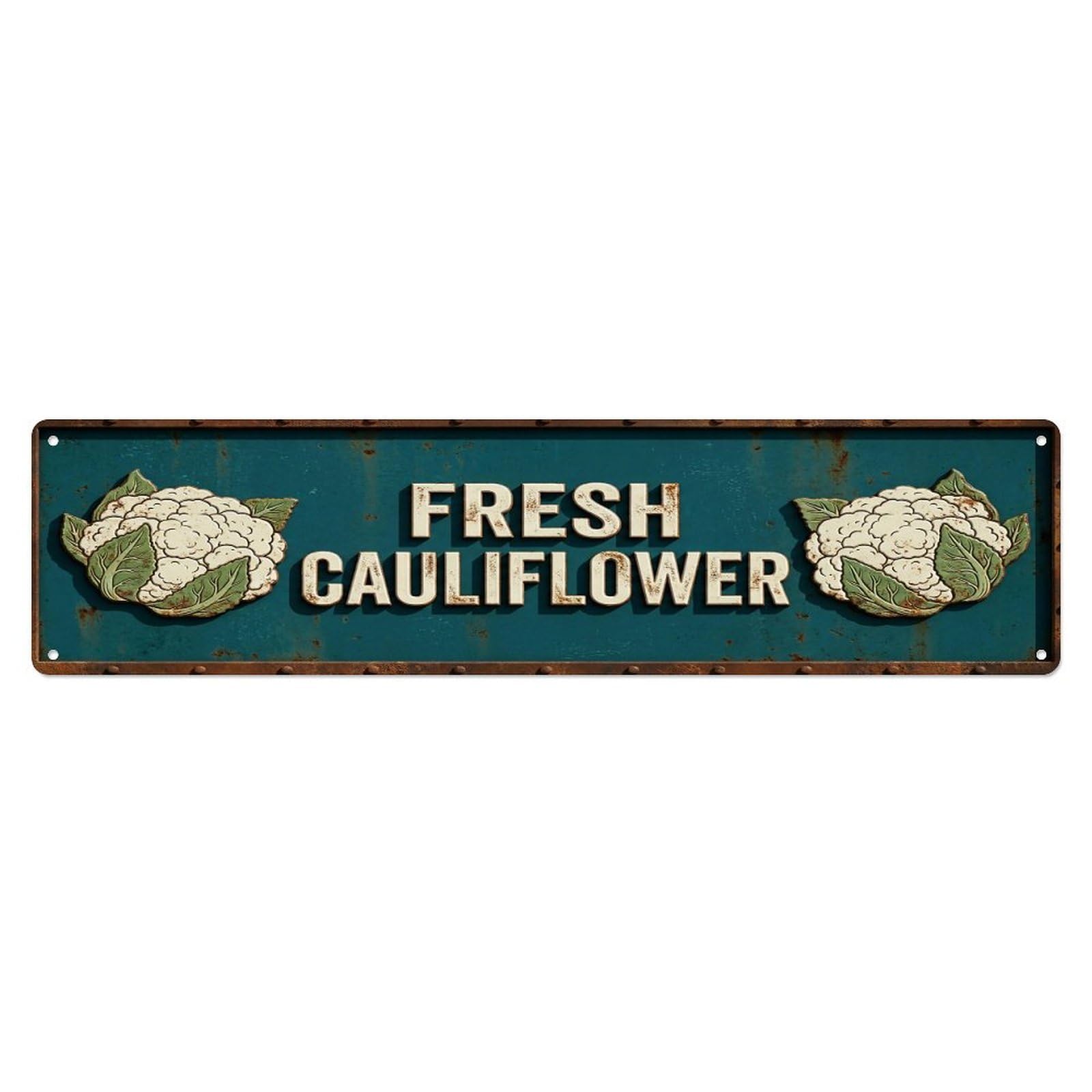 FRESH CAULIFLOWER Vintage Vegetable Rustic Farmhouse Metal Tin Sign