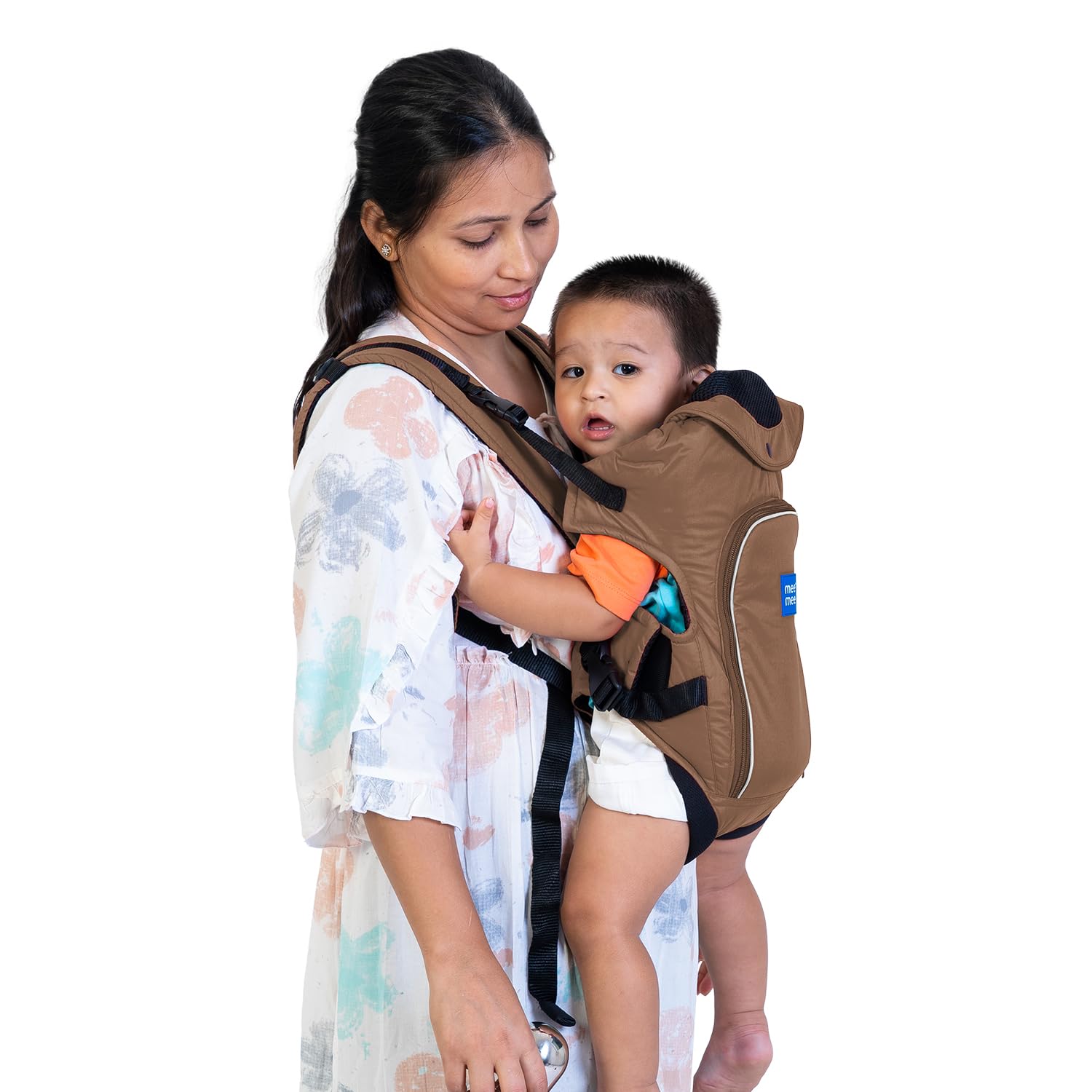 Mee Mee Comfy New Born Baby Carrier With 4 Baby carrying Modes Lightweight & Adjustable | Neck Support Baby Sling Carrier with Padded waist Support and shoulder support straps | safety buckle for 0 to 2 Years (Brown)