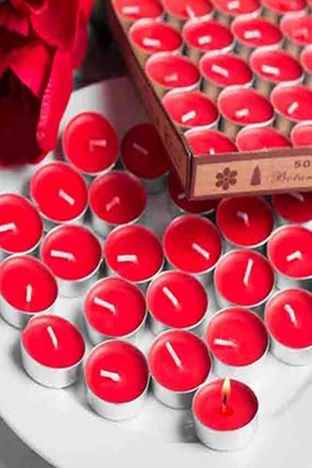 Nerox Kırmızı Yuvarlak 25’li Paket Süzen Tealight Mum 1410