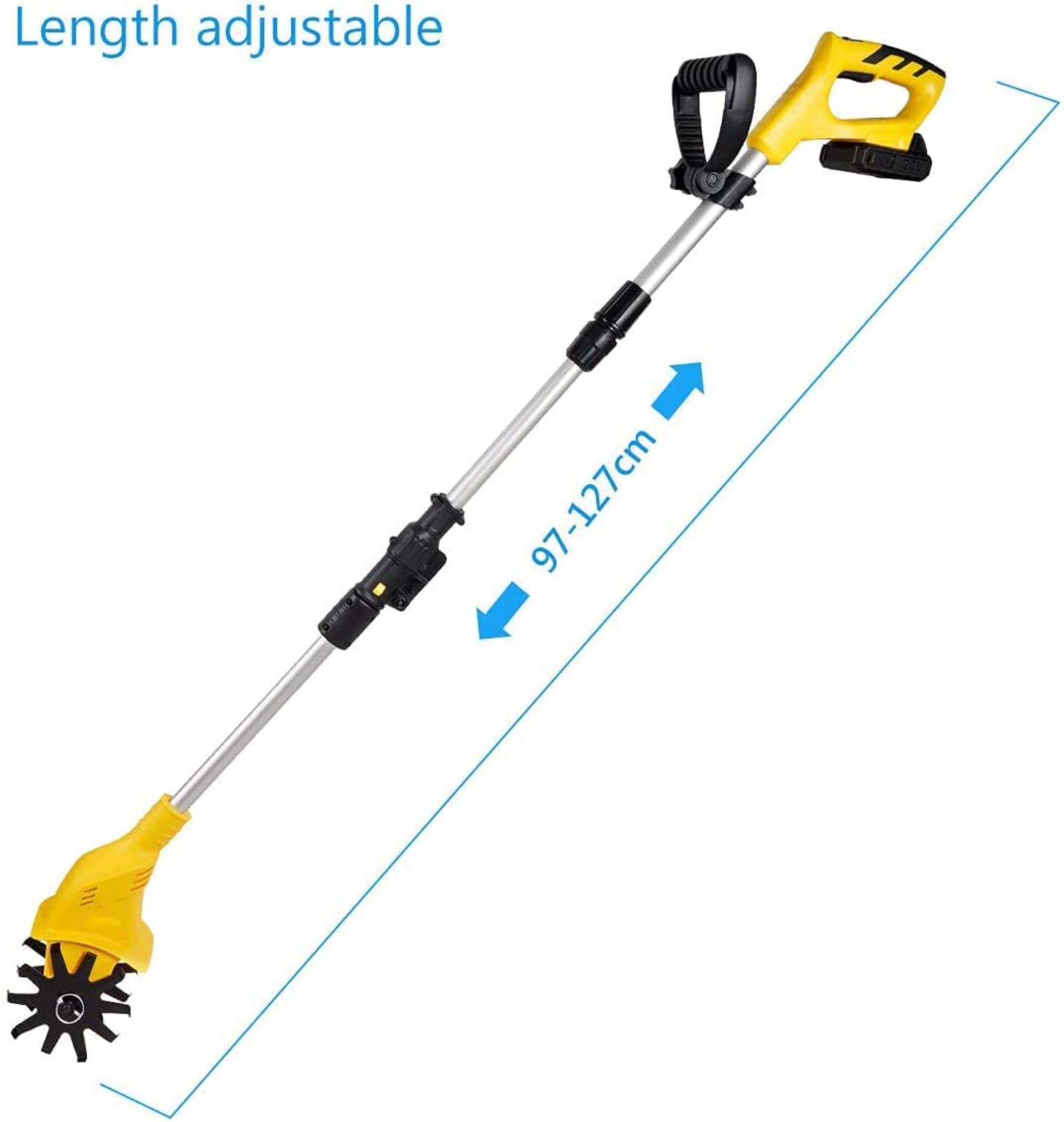 Rotavator de jardín inalámbrico de Mano con batería recargable y cargador, profundidad de labranza de 10 cm, ancho de Tierra cultivada de 10 cm, cultivador Ajustable para jardín