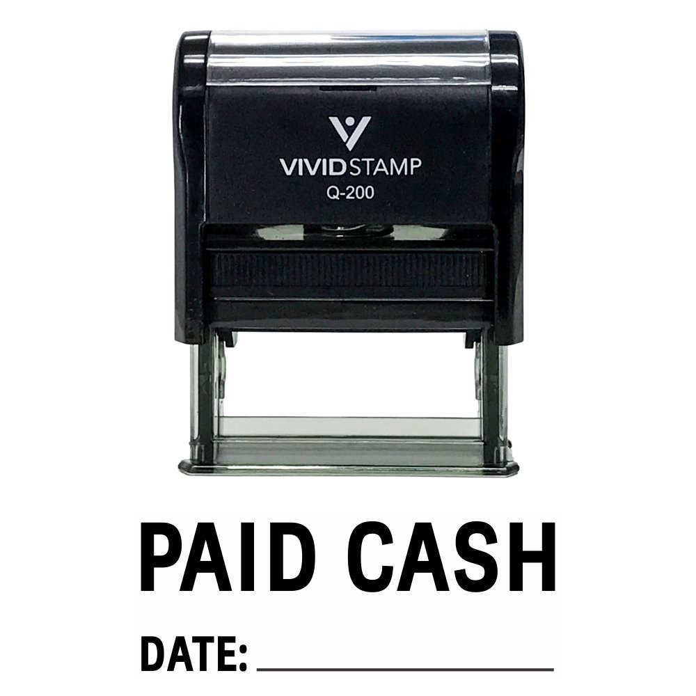Paid Cash with Date Line Self Inking Rubber Stamp (Red Ink) - Medium