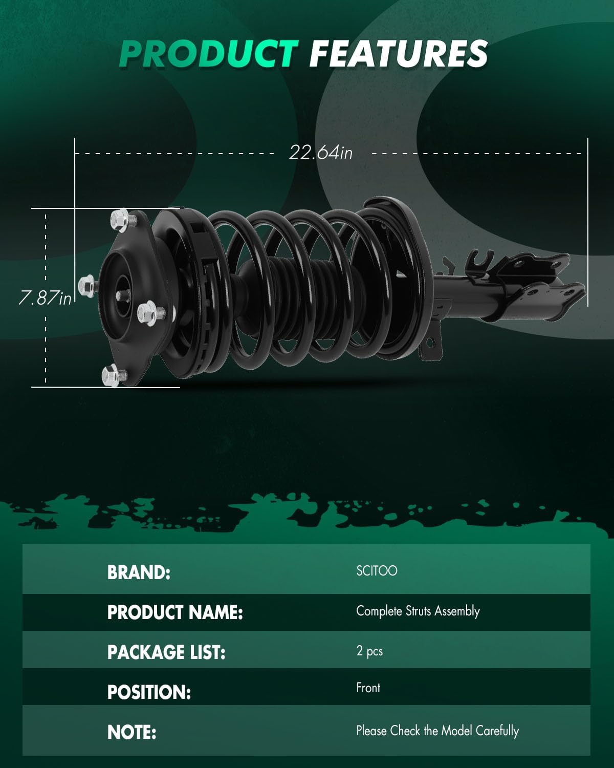 SCITOO 2Pcs Struts and Shocks Complete Assembly for Kia Spectra 172371 Shock Absorber