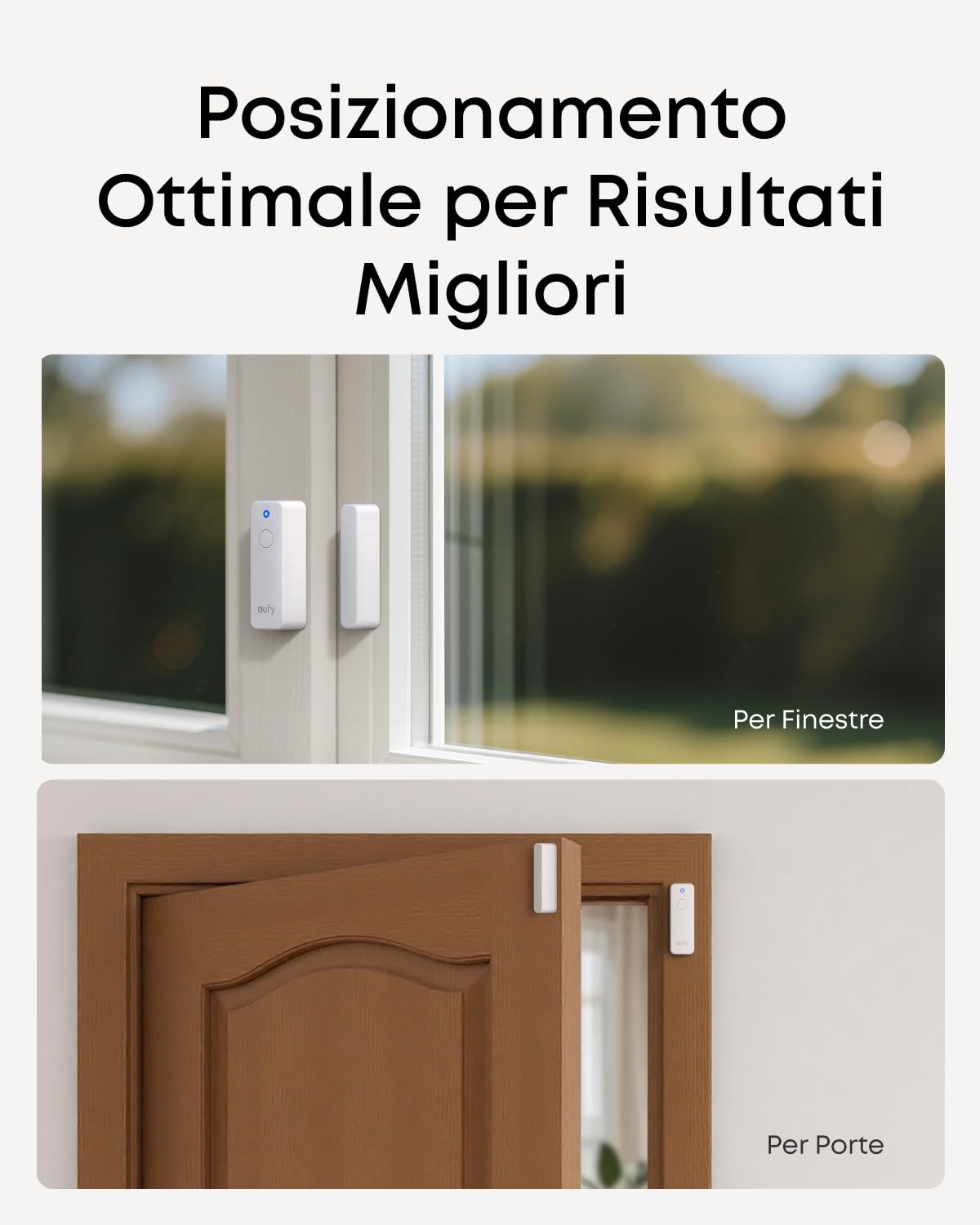 eufy E20 Sensore di ingresso, rilevamento bilaterale, comodo pulsante di bypass, batteria durevole, ampio raggio di comunicazione, compatibile con HomeBase 2, 3 e Pro.