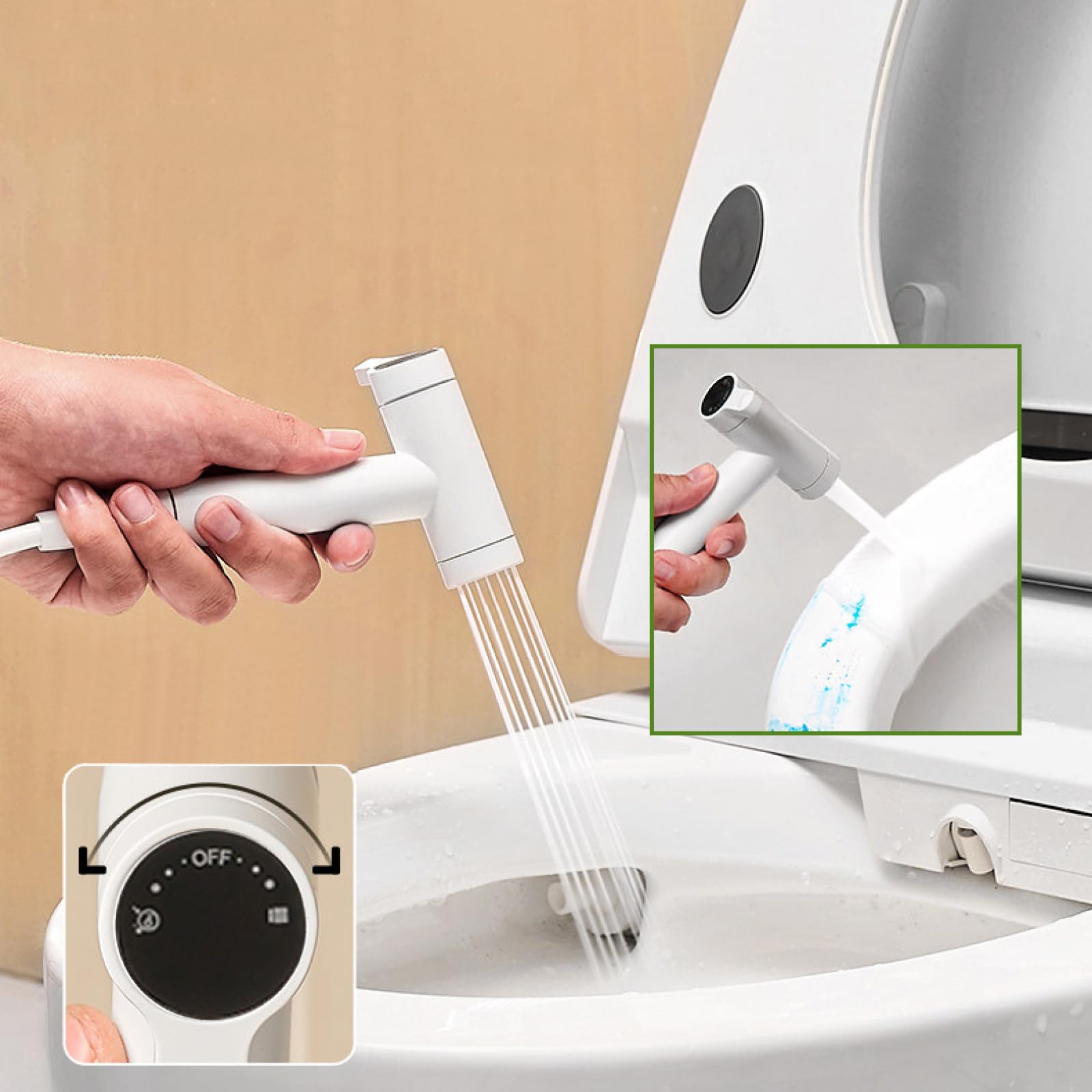 Set Doccino per Bidet Ottone A Parete Doppia Uscita | Due Modalità Di Uscita Dell'Acqua Possono Essere Collegate Alla Toilette O Alla Lavatrice,Grigio Canna Di Fucile