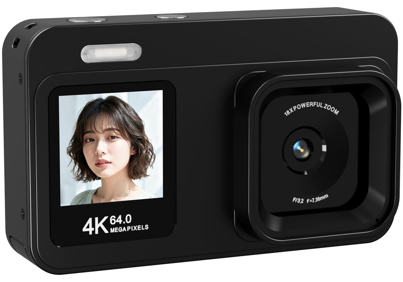 デジカメ 4K 6400万画素 デジタルカメラ 18倍デジタルズーム 32GB デジタルカメラ 4400万画素 4K録画 32GBカード付 ホワイト ( 1セット