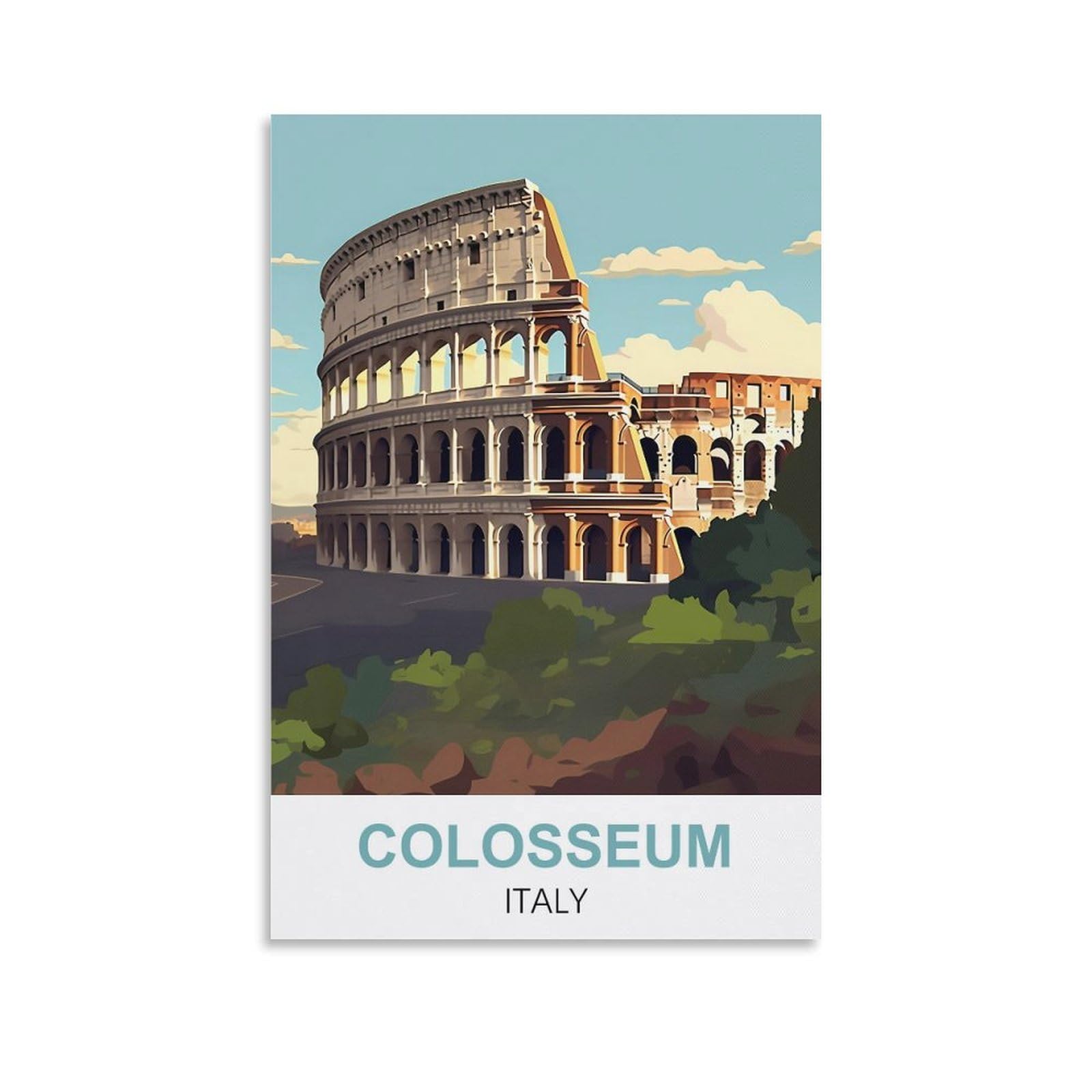 HNROJICO Colosseum Italy Vintage Travel Posters 20x30inch(50x75cm) Canvas Wall Art Poster Prints
