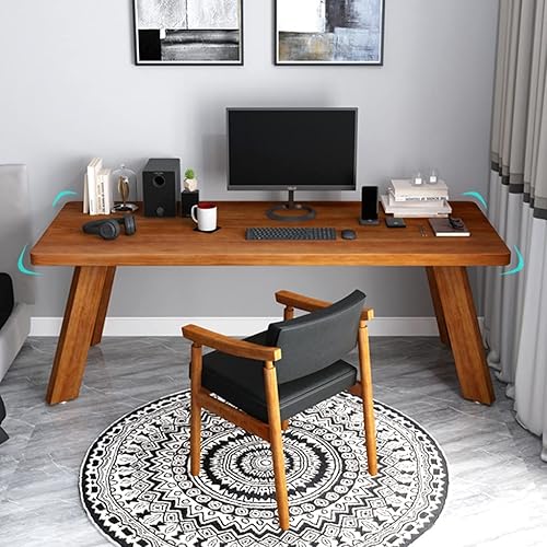 Miniatura 2 de Escritorio para computadora, escritorio simple de madera maciza para computadora, escritorio de estudio para oficina en casa, banco de trabajo,