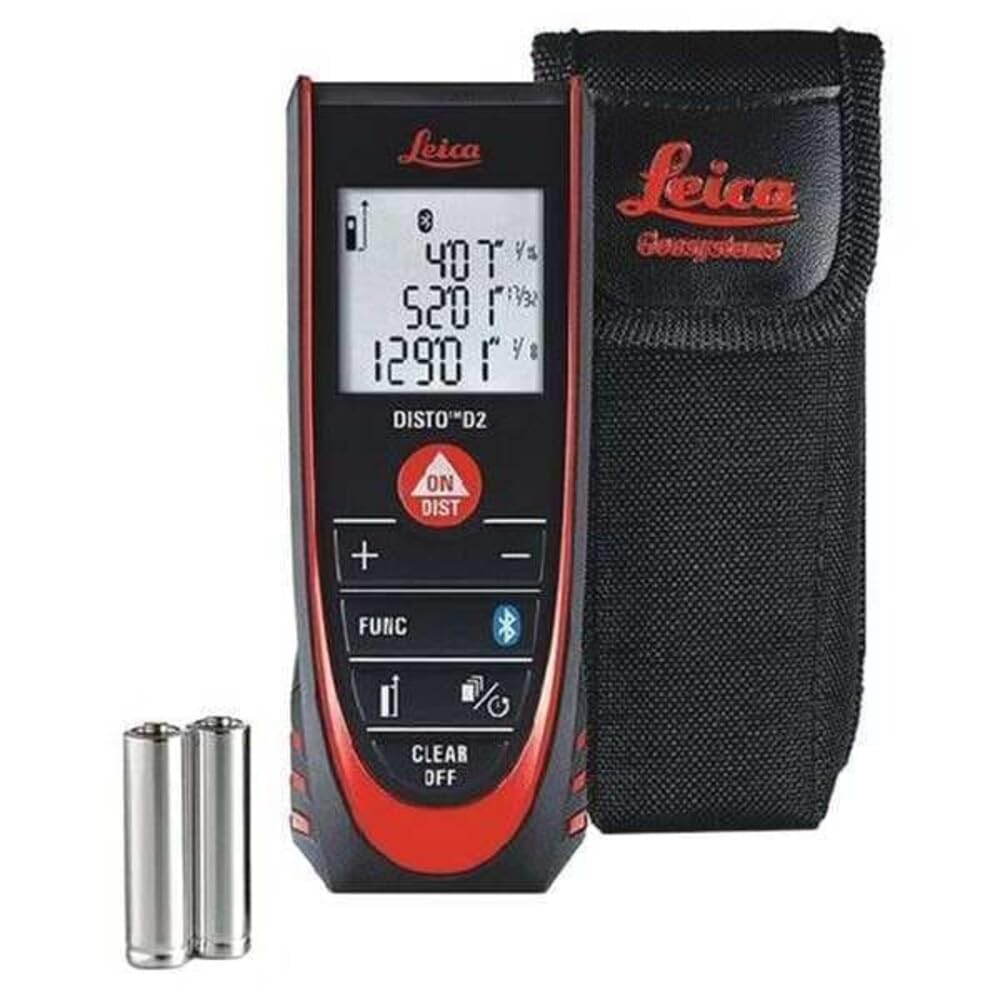 Leica DISTO D2 New 330ft Laser Distance Measure with Bluetooth 4.0, Black/Red by Leica Geosystems