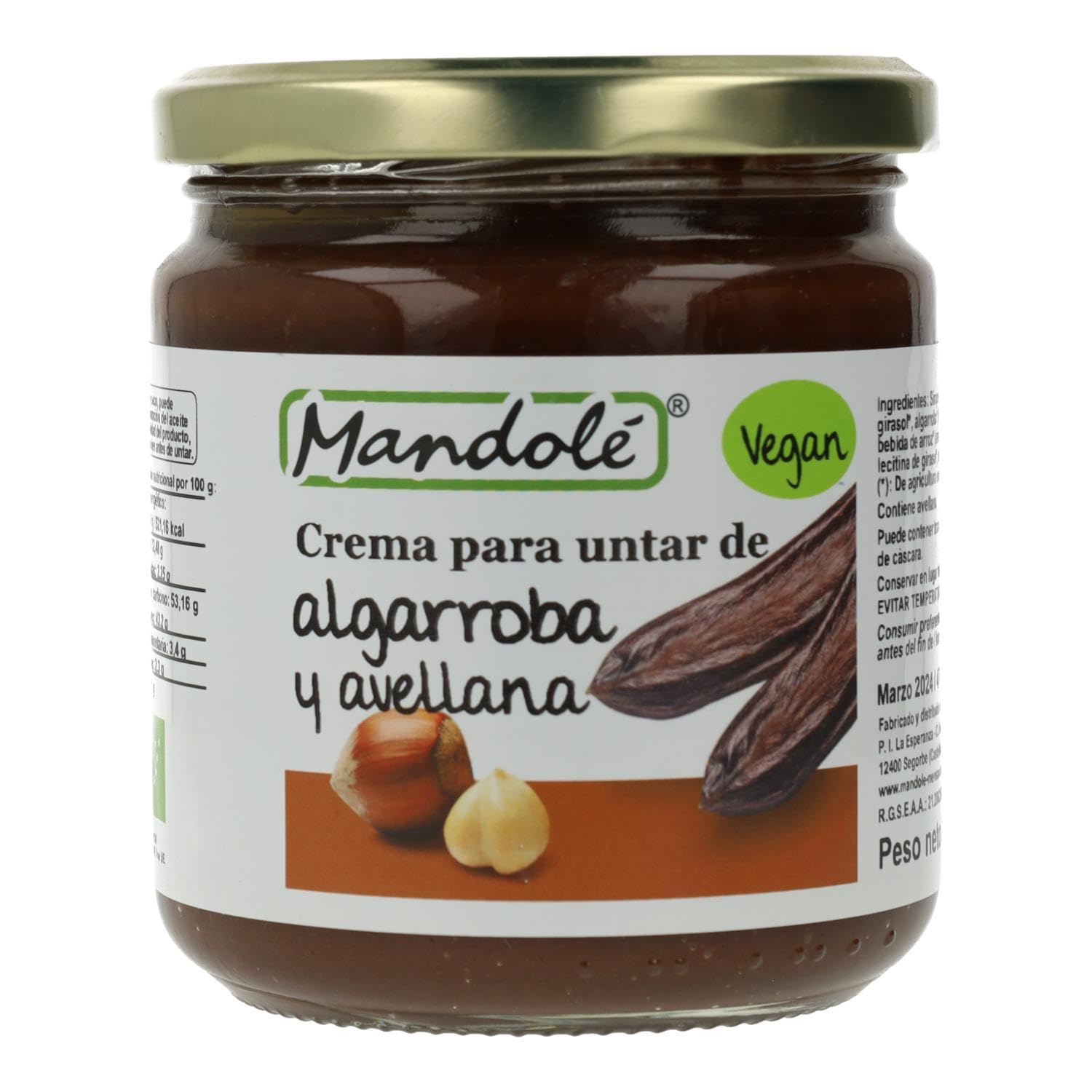 CREMA DE ALGARROBA Y AVELLANA 375gr. BIO