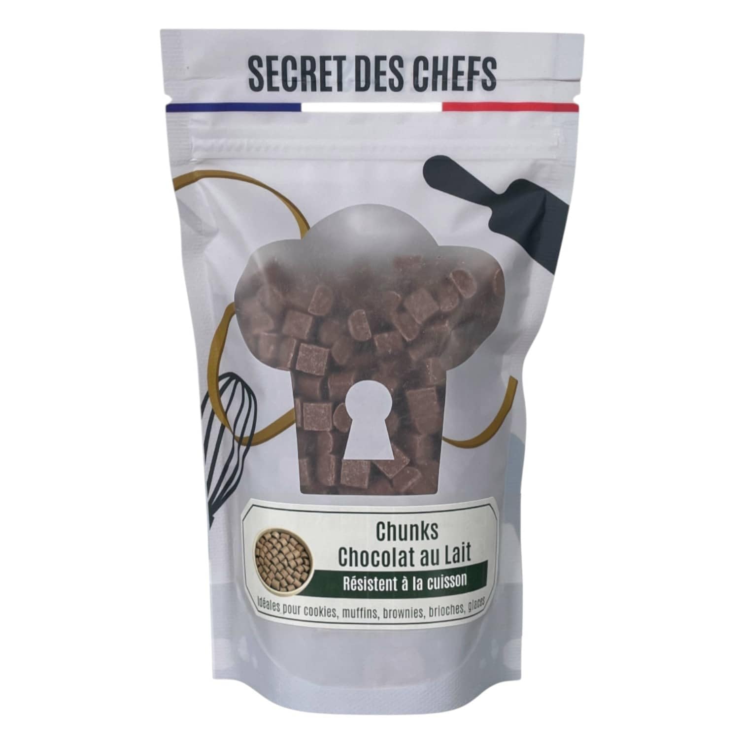 Secret des Chefs – Chunks Chocolat au Lait 700g – Grosses Pépites de Qualité Professionnelle – Pour Cookies, Muffins, Brownies, Brioches, Glaces, Pâtisseries
