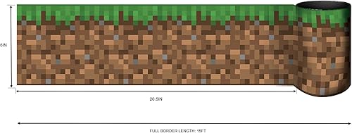 Miniatura 4 de RoomMates Minecraft RMK12337BD - Borde de papel tapiz para despegar y pegar, color verde