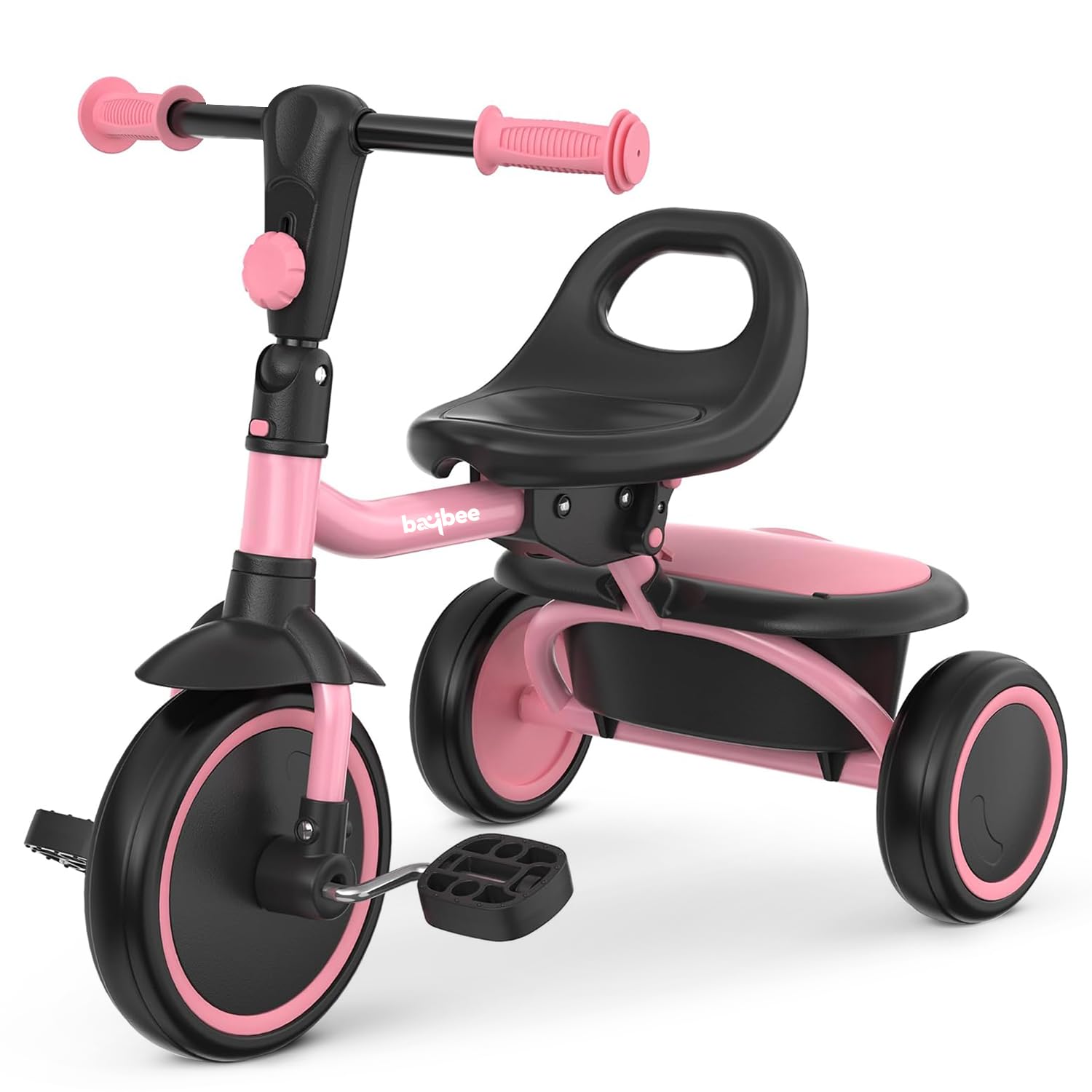 Baybee Tricycle for Kids, Toddler Tricycle Age 18 Months to 5 Years, Toddler Bike for 1-3 Years, Foldable Kid Trikes for 2-4 Years with Back Storage, Kid Cycle for Boys and Girls (Pink)