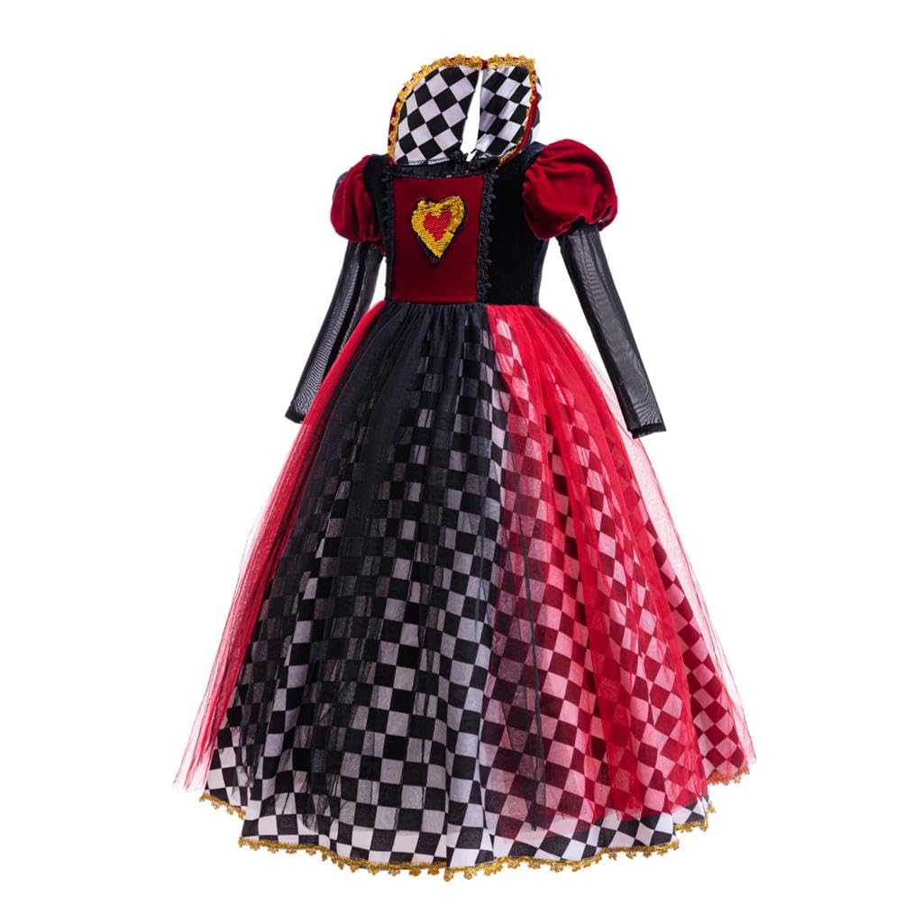 Lito Angels Vestito Costume da Regina di Cuori da Alice nel paese delle meraviglie con Accessori per Bambina, Rosso Nero