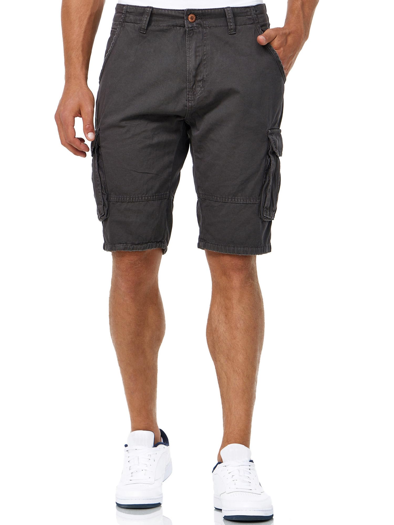 Indicode Herren Monroe Cargo-Shorts mit Gürtel | Bermuda Sommerhose aus Baumwolle für Männer