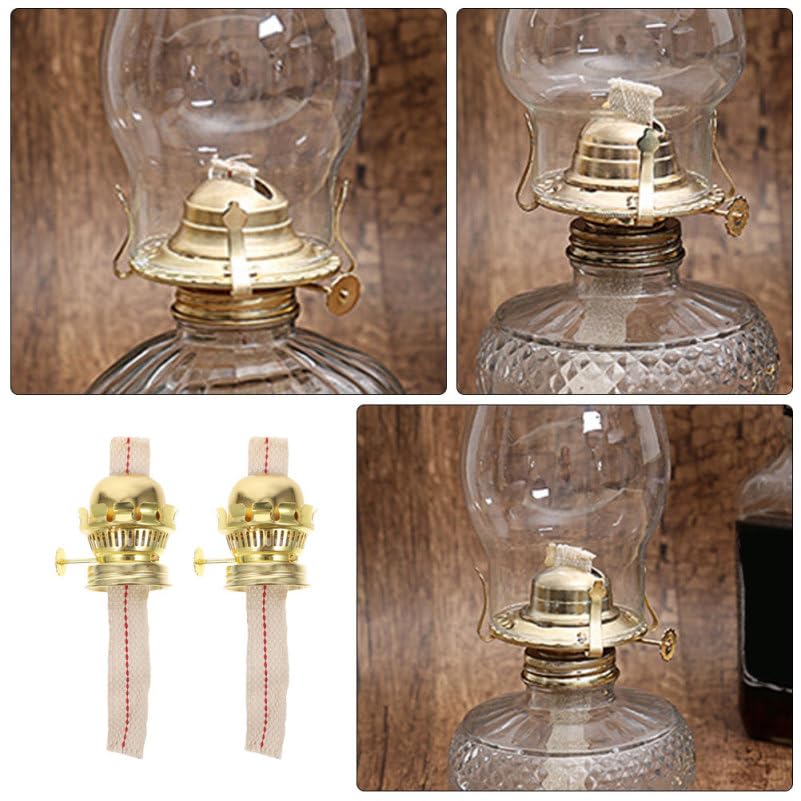 2 Brûleurs De Lampe à Huile Rétro - Avec Mèches Ajustables, Pour Lampe à Pétrole, Décoration Ou Usage Quotidien