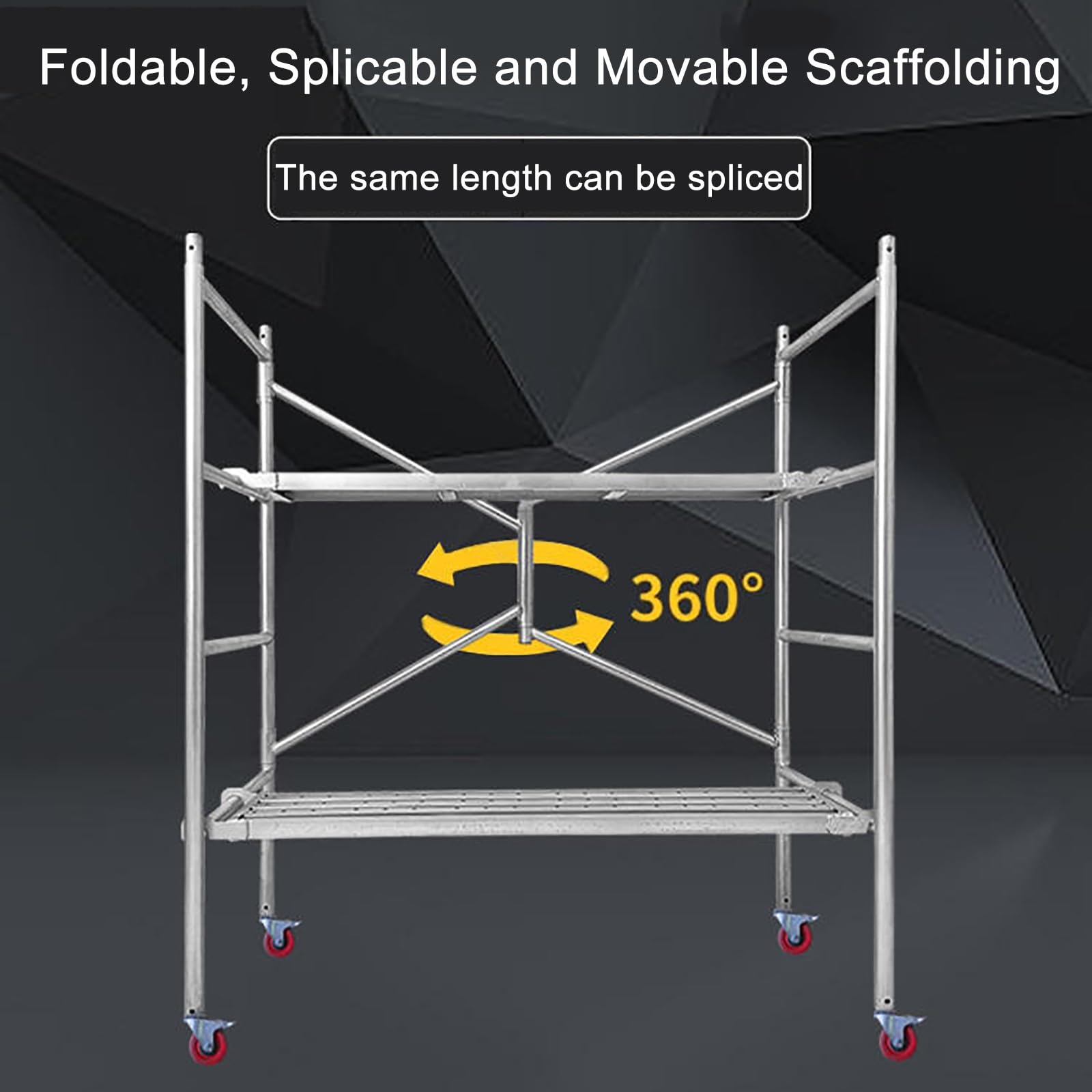 Scala per ponteggi Mobile, Piattaforma per ponteggi in Acciaio Pieghevole, Superficie Antiscivolo per la Pulizia, la Pittura e la Decorazione di pareti Alte, Ideale per progetti di cartonges
