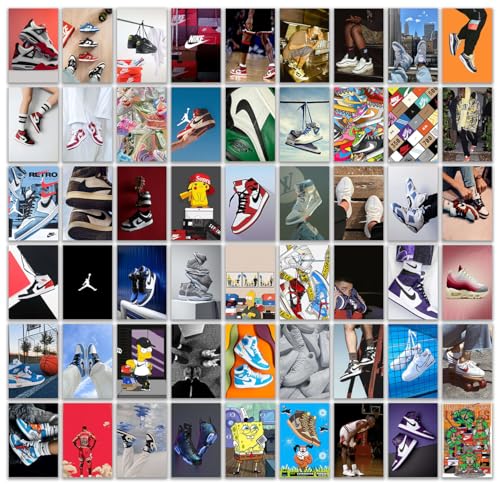 Image of Pack of 54 Sneakerhead Aesthetic Wall Collage Kit Posters - 4 x 6 Inches Posters for Wall Decoration - Wall Art For Bedroom, Office, Living room, Dorm room - 1 Tissue Tape