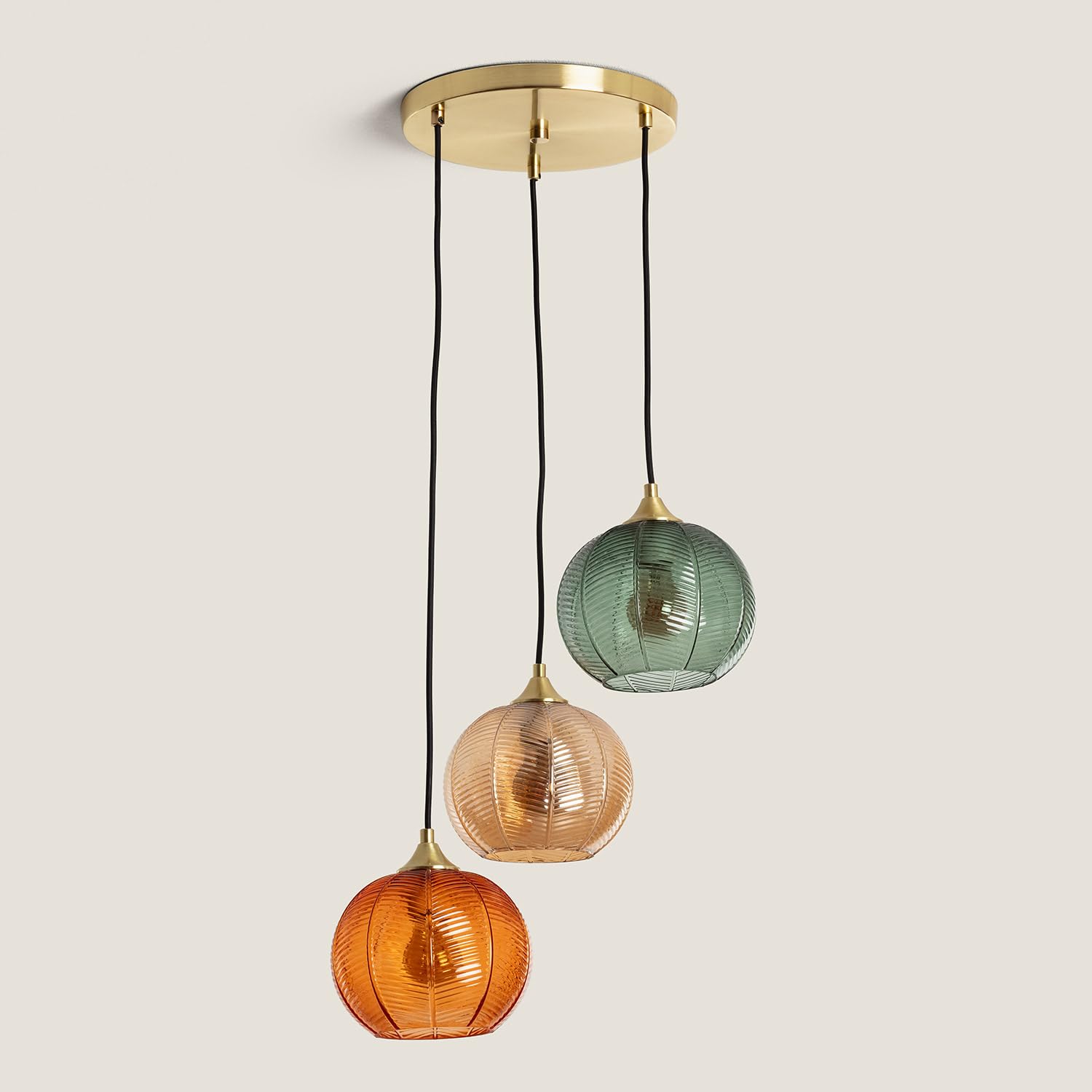 LEDKIA Lampada a Sospensione Vetro Tri Klimt Multicolore | Design Classico Anni Venti | Compatibile con Lampadine E27 | Per Soggiorno, Cucina, Camera | IP20