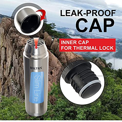 Image of BALTRA Bullet Double Wall Thermosteel Hot and Cold Water Bottle with Bag350ml Silver